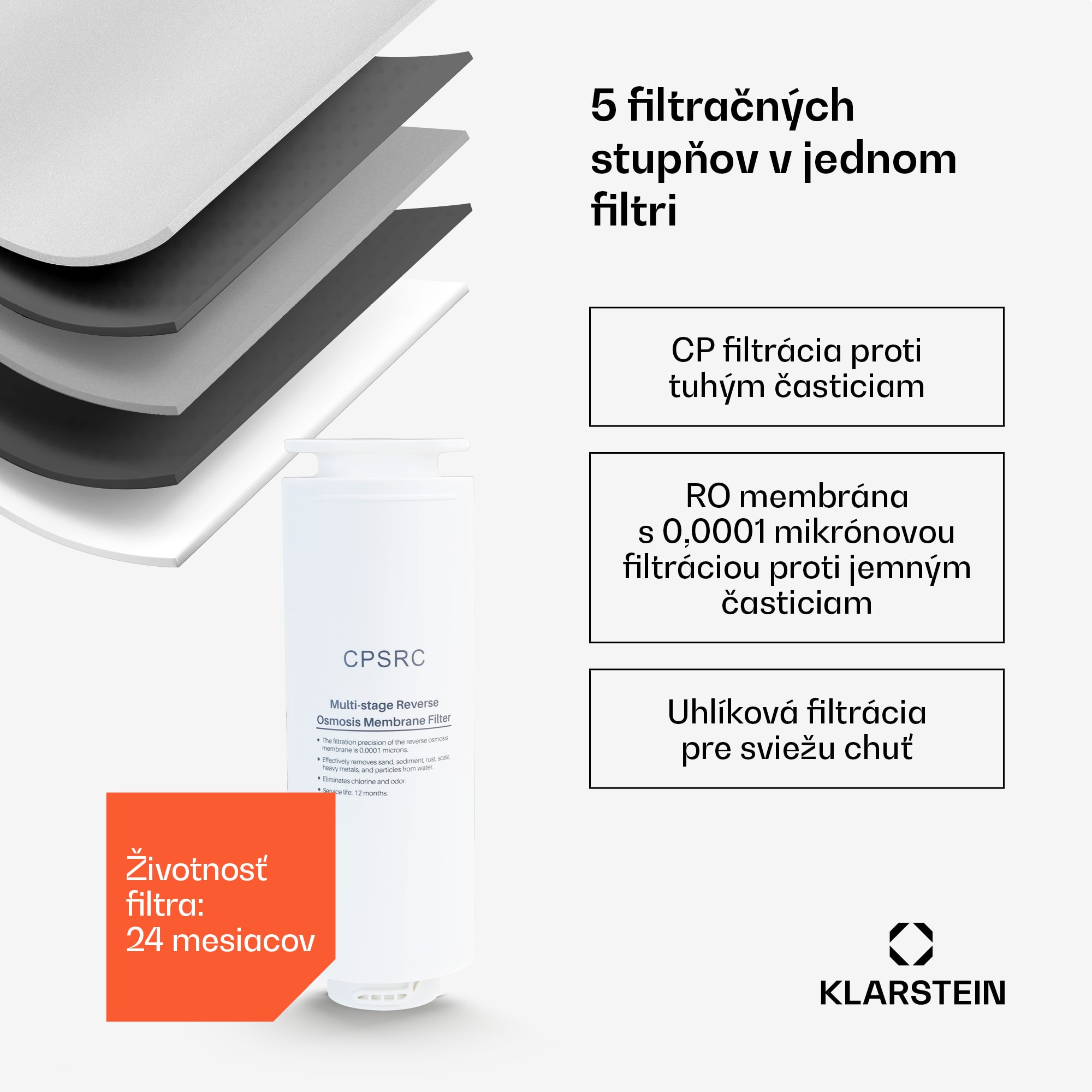 Klarstein VitalPour vodný filter, 5-stupňový filter, reverzná osmóza, 5 l nádrž, dotykový, mobilný, 3 sekundy – Obrázok 2