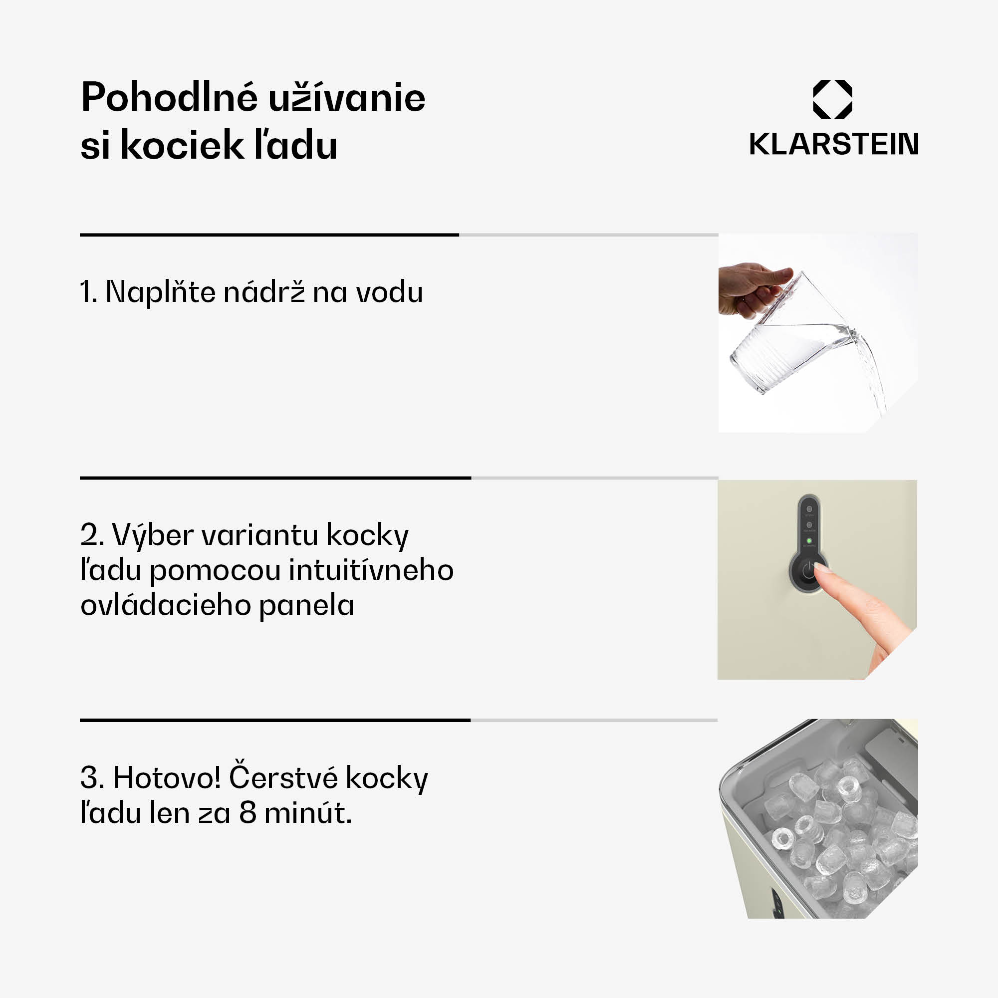 Klarstein ChillOut výrobník ľadových kociek, 12 kg/deň, 9 kociek ľadu za 8 minút, 120 W, nádrž na vodu – Obrázok 3