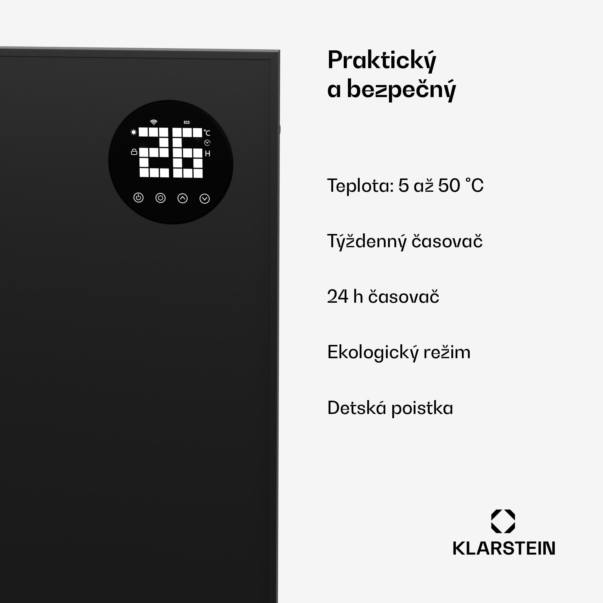 Klarstein Wonderwall Smart Bornholm Infračervený ohrievač | 800 W | Inteligentné ovládanie | montáž na stenu | LED-Displej – Obrázok 4