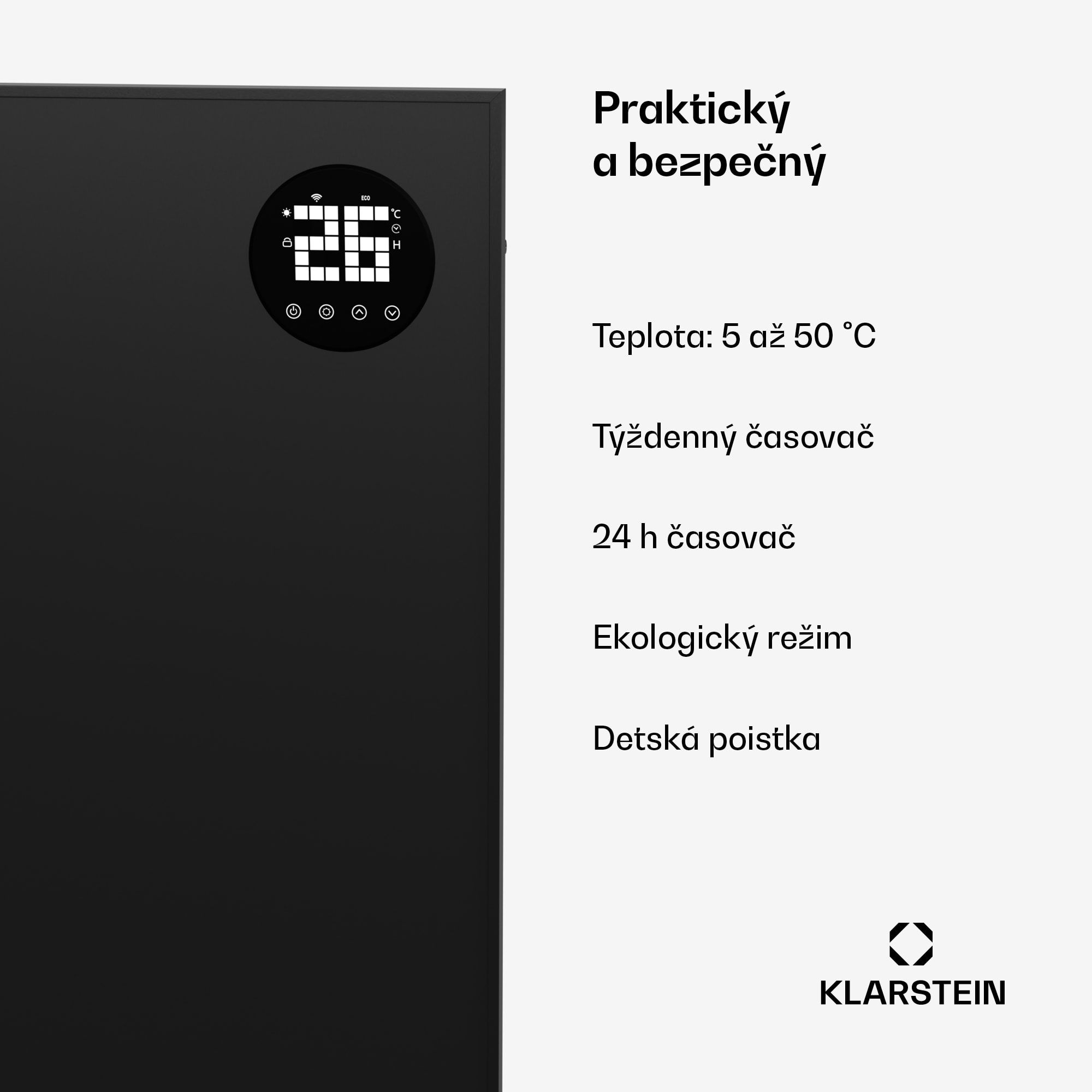 Klarstein Wonderwall Smart Bornholm Infračervený ohrievač | 1200 W | Inteligentné ovládanie | montáž na stenu | LED-Displej – Obrázok 4