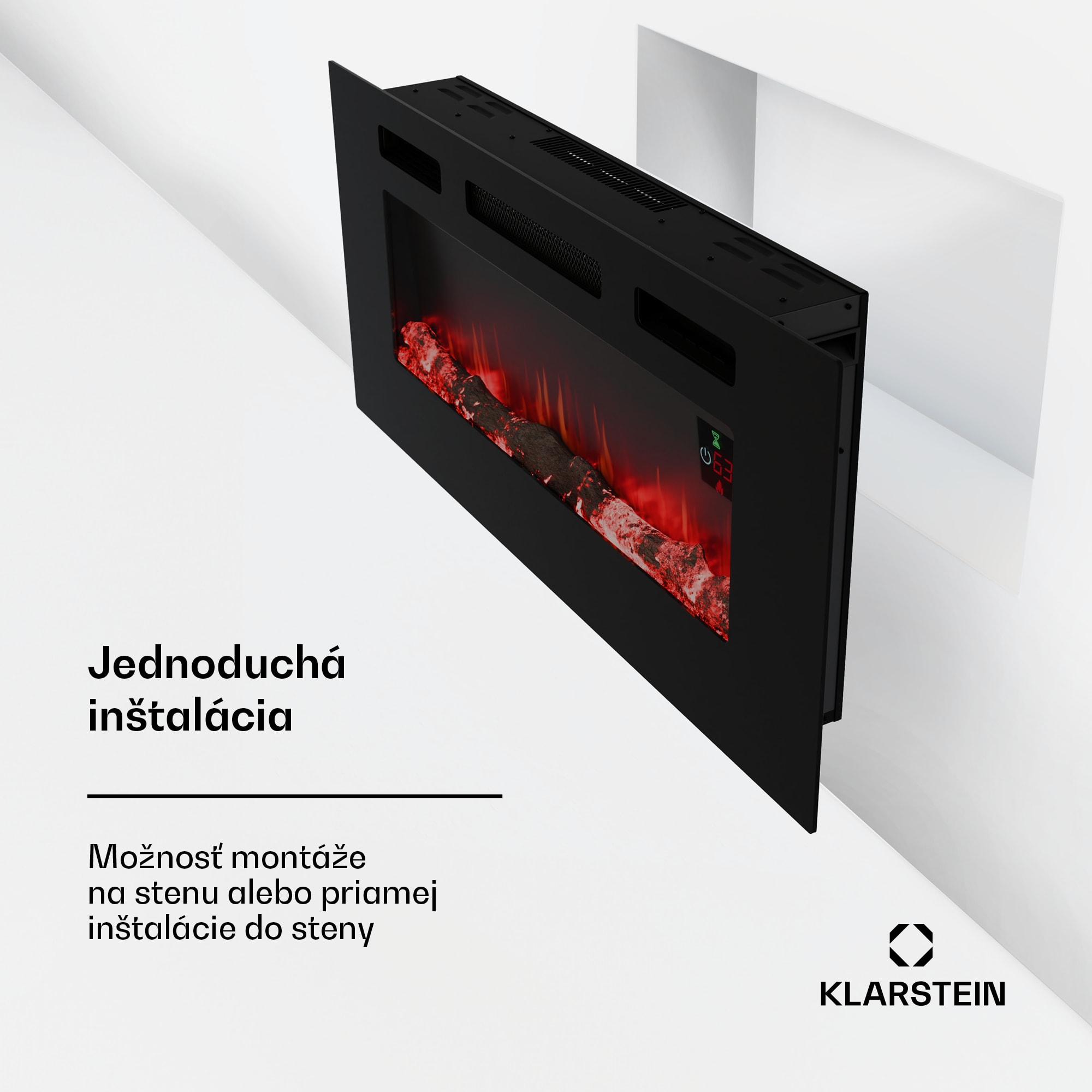 Klarstein Galeras Smart Inteligentný elektrický krb, 2 nastavenia teploty, 16 - 30°| LED ilúzia plameňa, Možnosť pripojenia k IOT – Obrázok 2