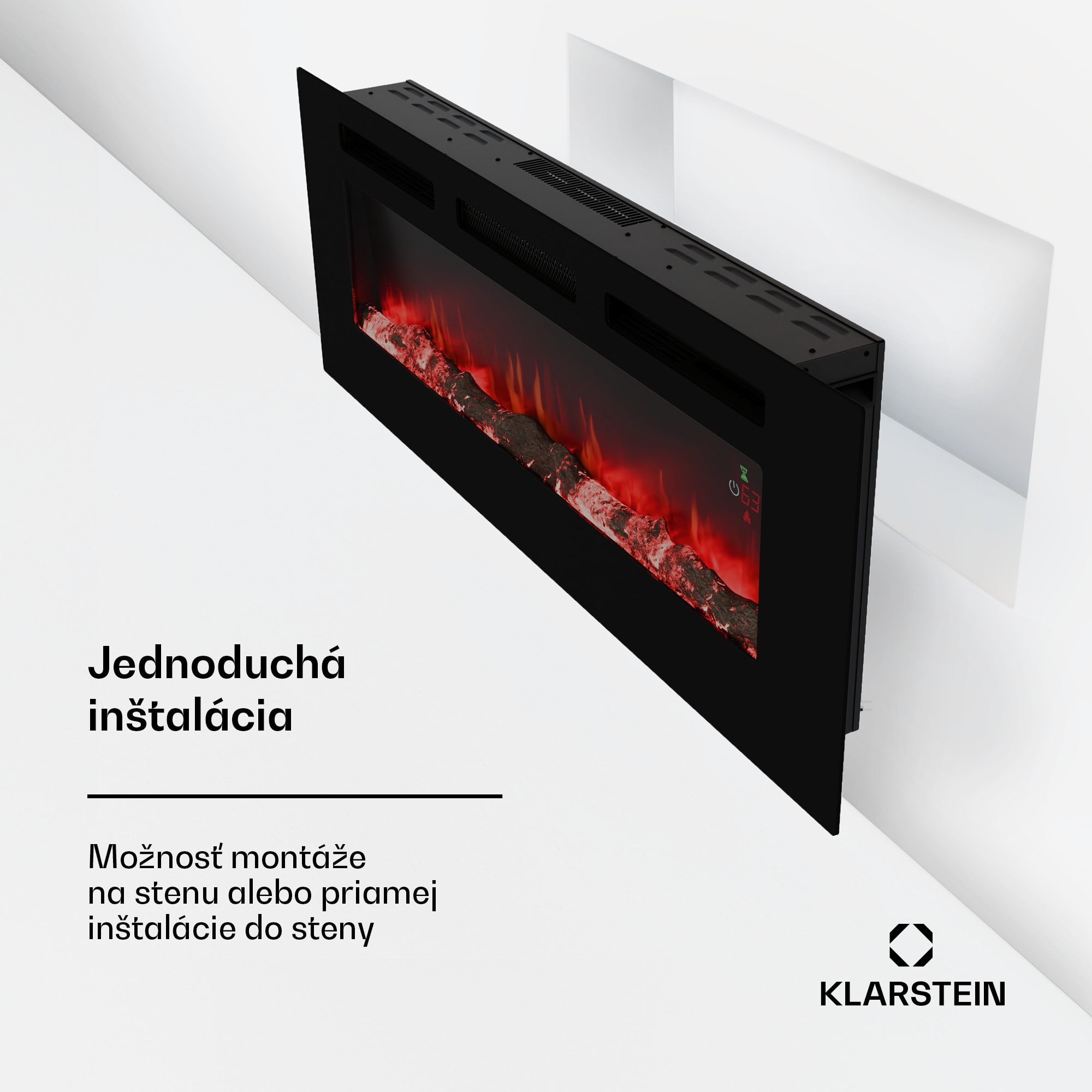 Klarstein Galeras Smart Inteligentný elektrický krb, 2 nastavenia teploty, 16 - 30°| LED ilúzia plameňa, Možnosť pripojenia k IOT – Obrázok 2