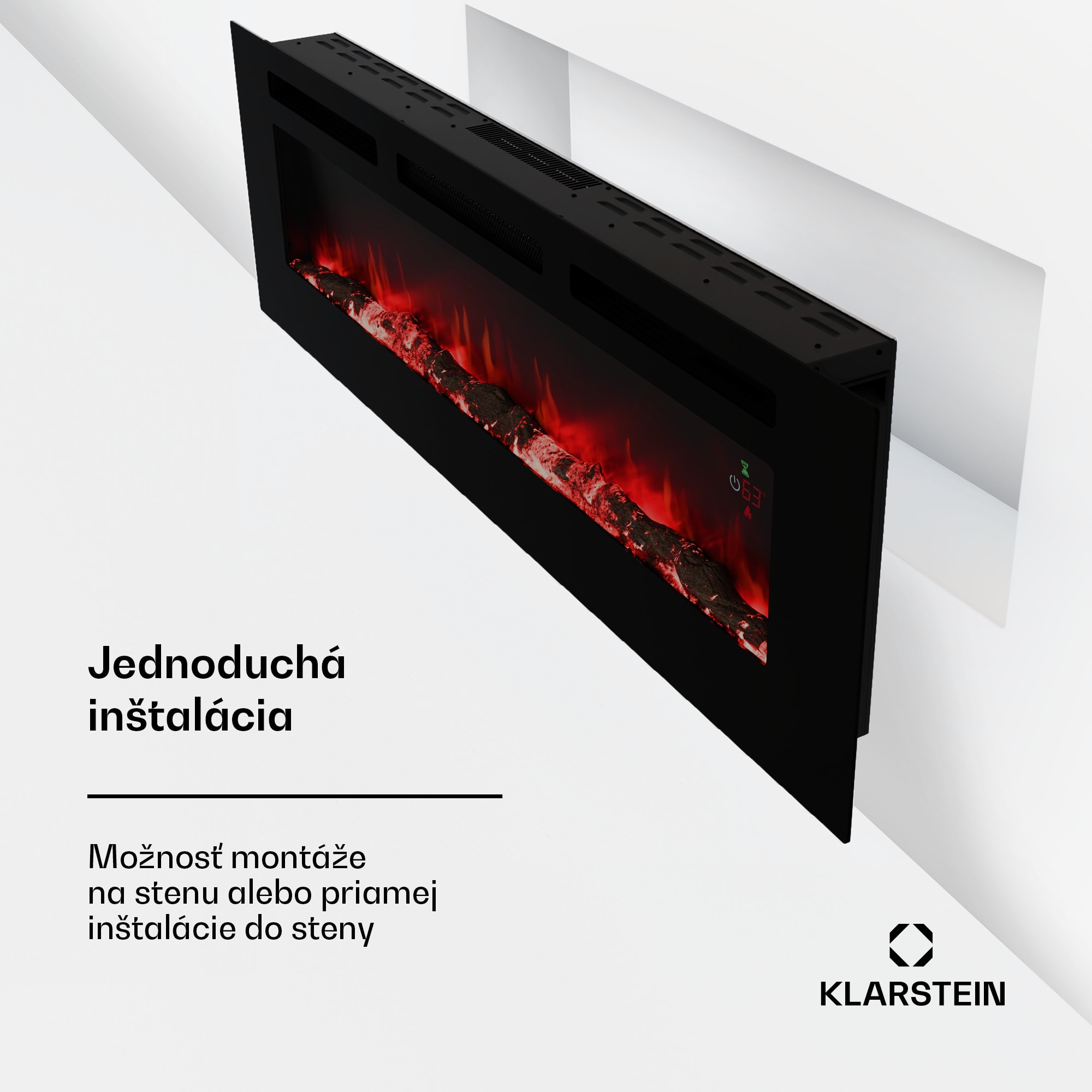 Klarstein Galeras Smart Inteligentný elektrický krb, 2 nastavenia teploty, 16 - 30°| LED ilúzia plameňa, Možnosť pripojenia k IOT – Obrázok 2