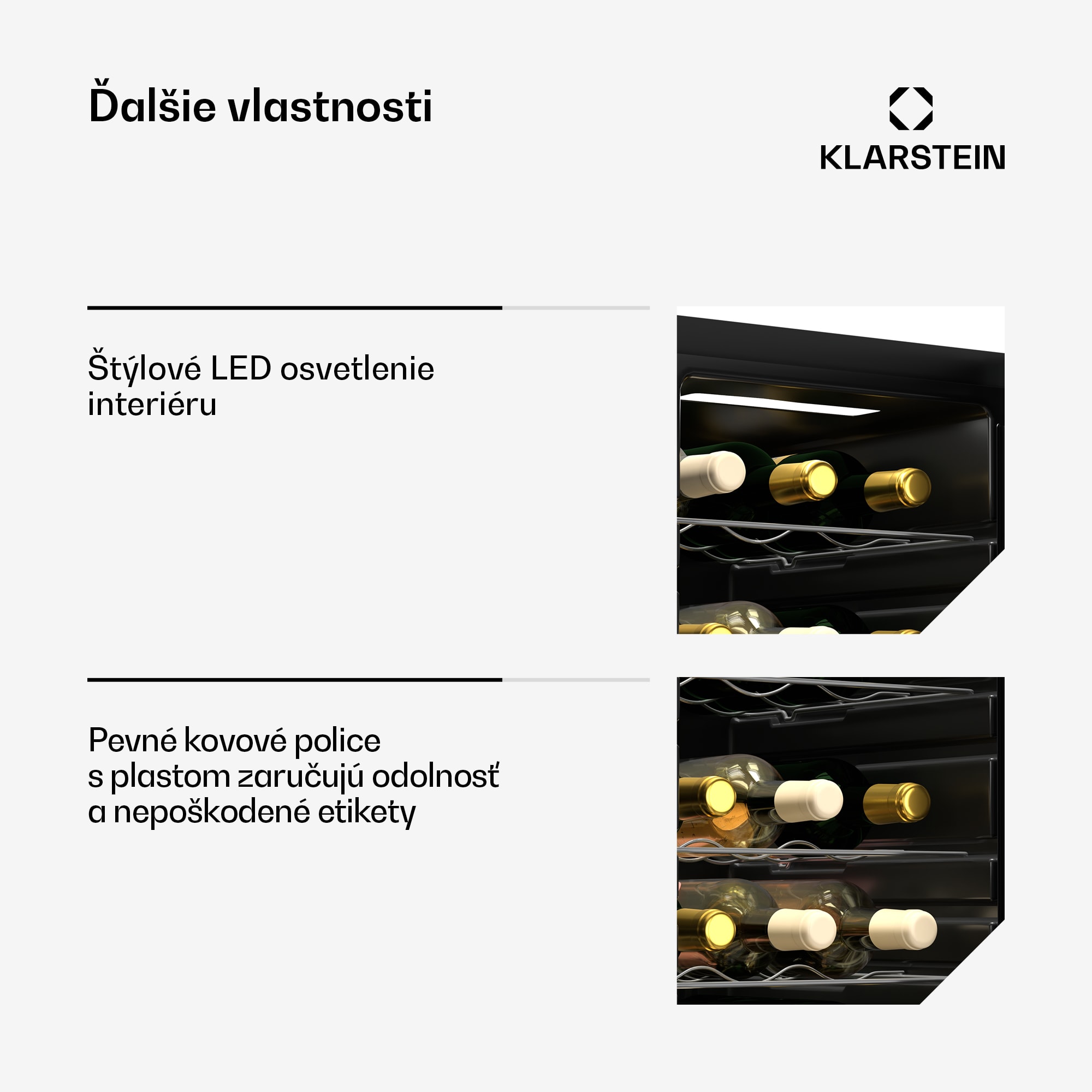 Klarstein Shiraz chladnička na víno, 2 chladiace zóny, LED osvetlenie, dotykové ovládanie, voľne stojaca – Obrázok 4