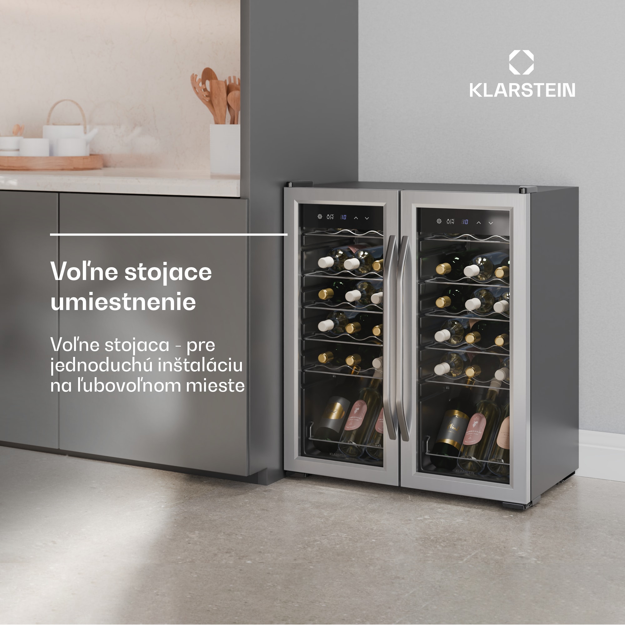 Klarstein Vinamour chladnička na víno, 2 chladiace zóny, 7 políc, dotykové ovládanie, UV-ochrana – Obrázok 2
