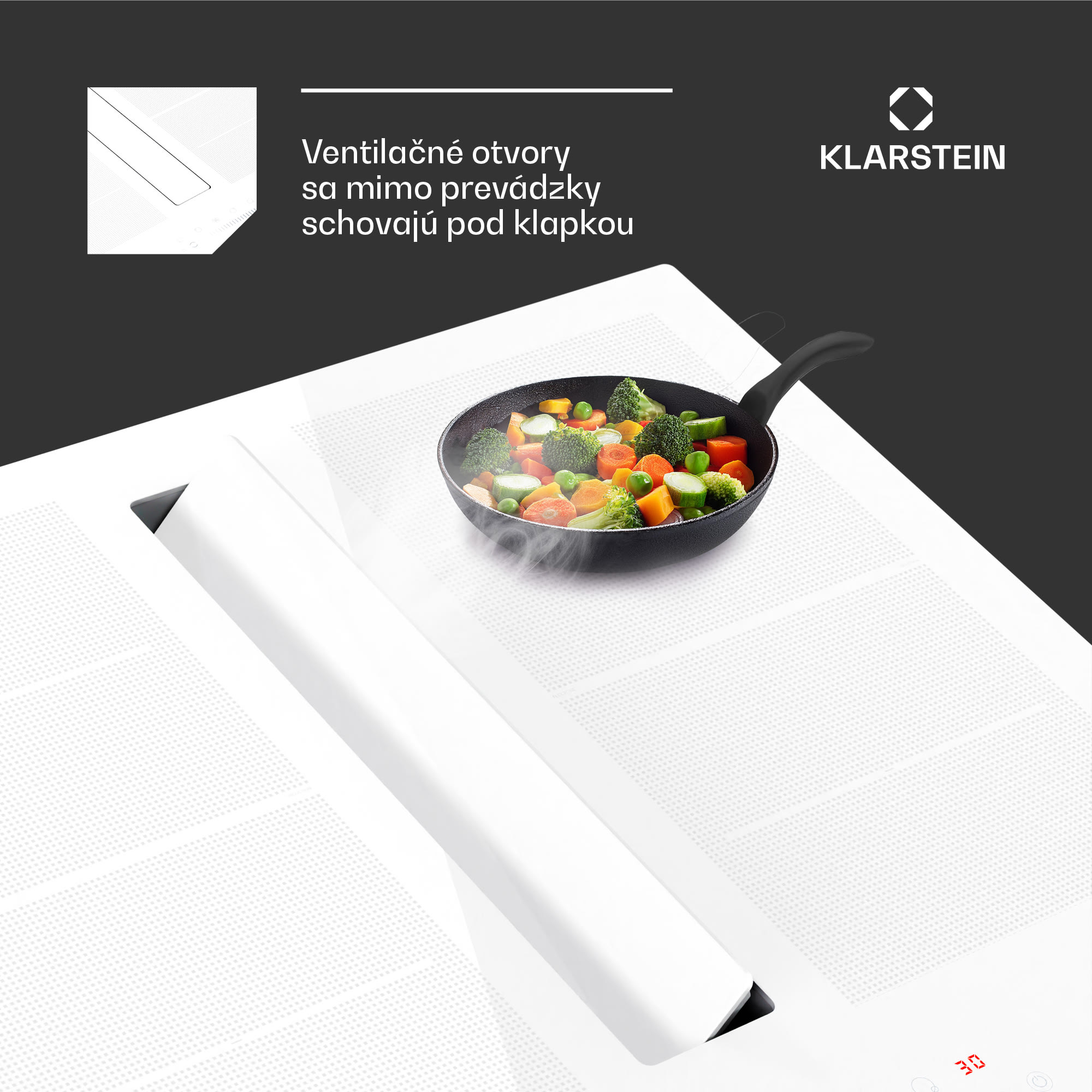 Klarstein Chef-Fusion Down Air System, 2 v 1, indukčná varná doska + digestor, výkonný, 7200 W