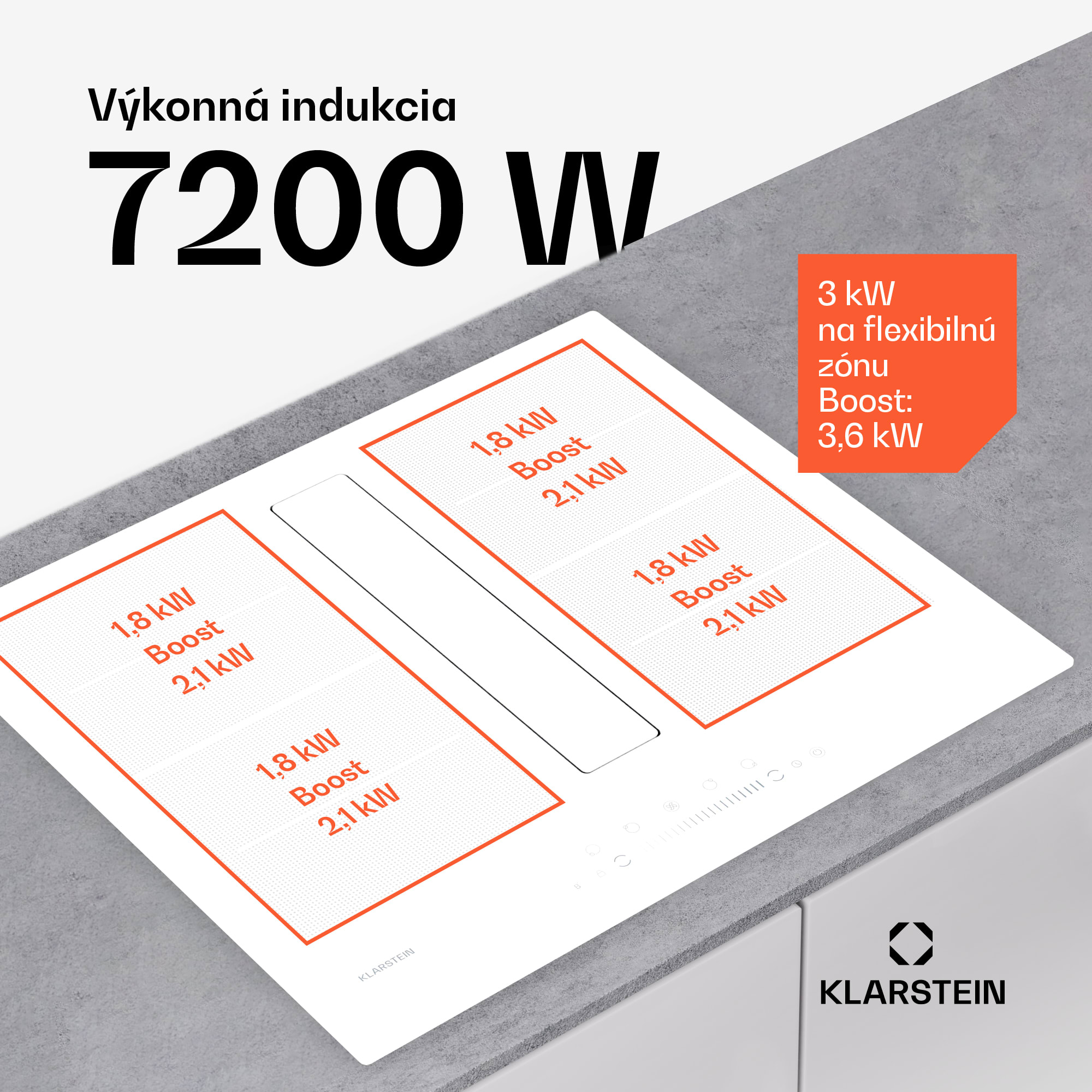 Klarstein Chef-Fusion Down Air System, 2 v 1, indukčná varná doska + digestor, výkonný, 7200 W – Obrázok 3