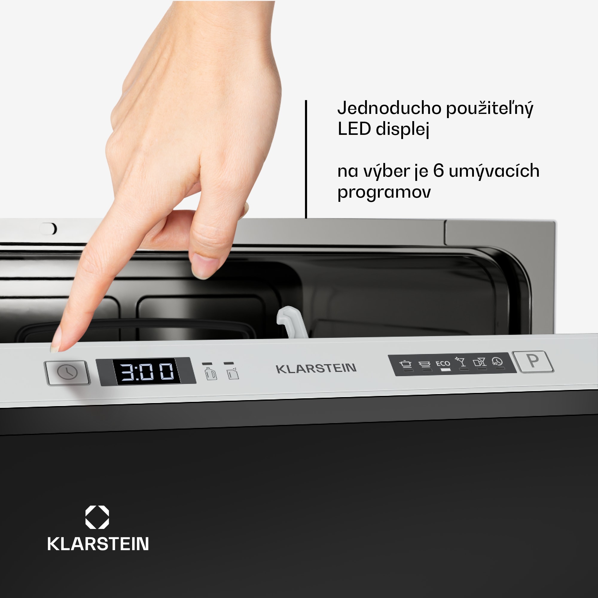 Klarstein Havasia Flow UV 6 Secret vstavaná umývačka riadu, kompaktná, 6 súprav, UV-Svetlo, 6 Programov – Obrázok 3