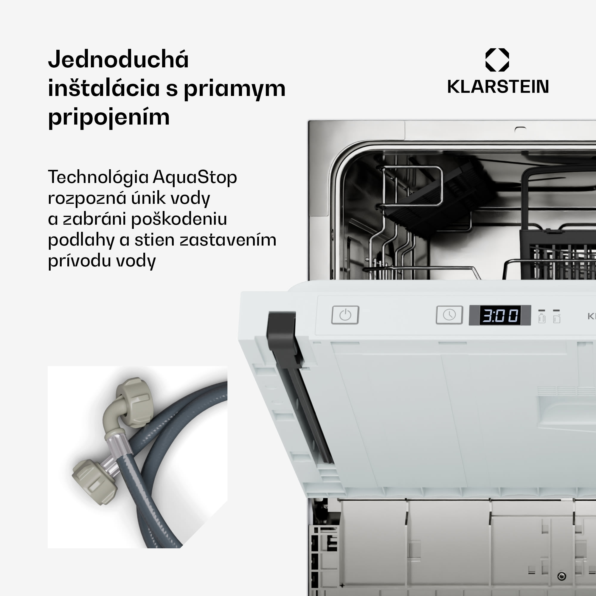 Klarstein Havasia Flow UV 6 Secret vstavaná umývačka riadu, kompaktná, 6 súprav, UV-Svetlo, 6 Programov – Obrázok 4
