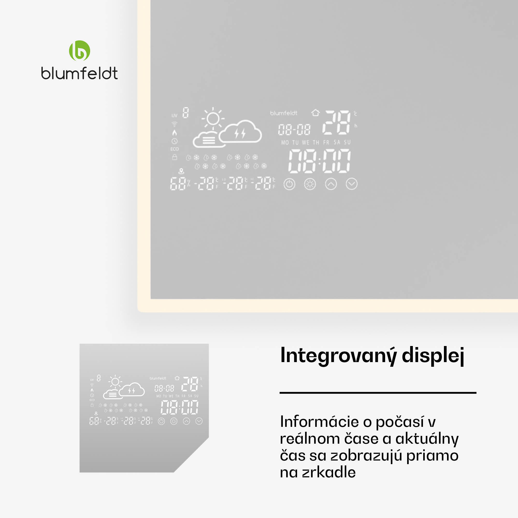 Blumfeldt Infračervený ohrievač, Smart Mirror, Infračervené žiarenie, 500 W, IP44 – Obrázok 2