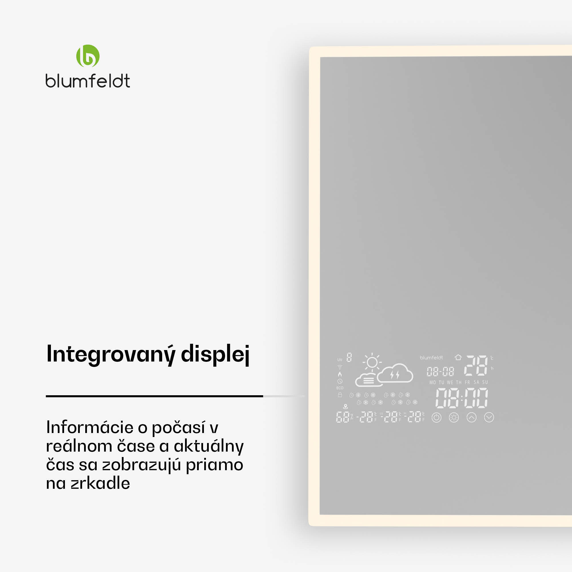 Blumfeldt Infračervený ohrievač, Smart Mirror, Infračervené žiarenie, 500 W, IP44 – Obrázok 3