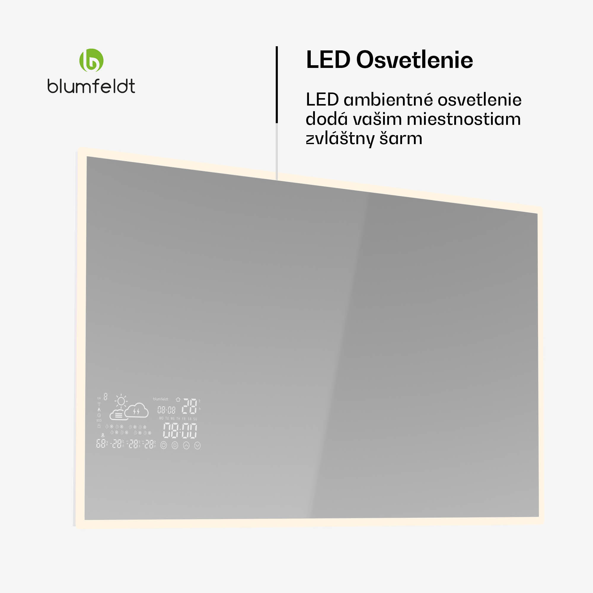 Blumfeldt Infračervený ohrievač, Smart Mirror, Infračervené žiarenie, 500 W, IP44 – Obrázok 4