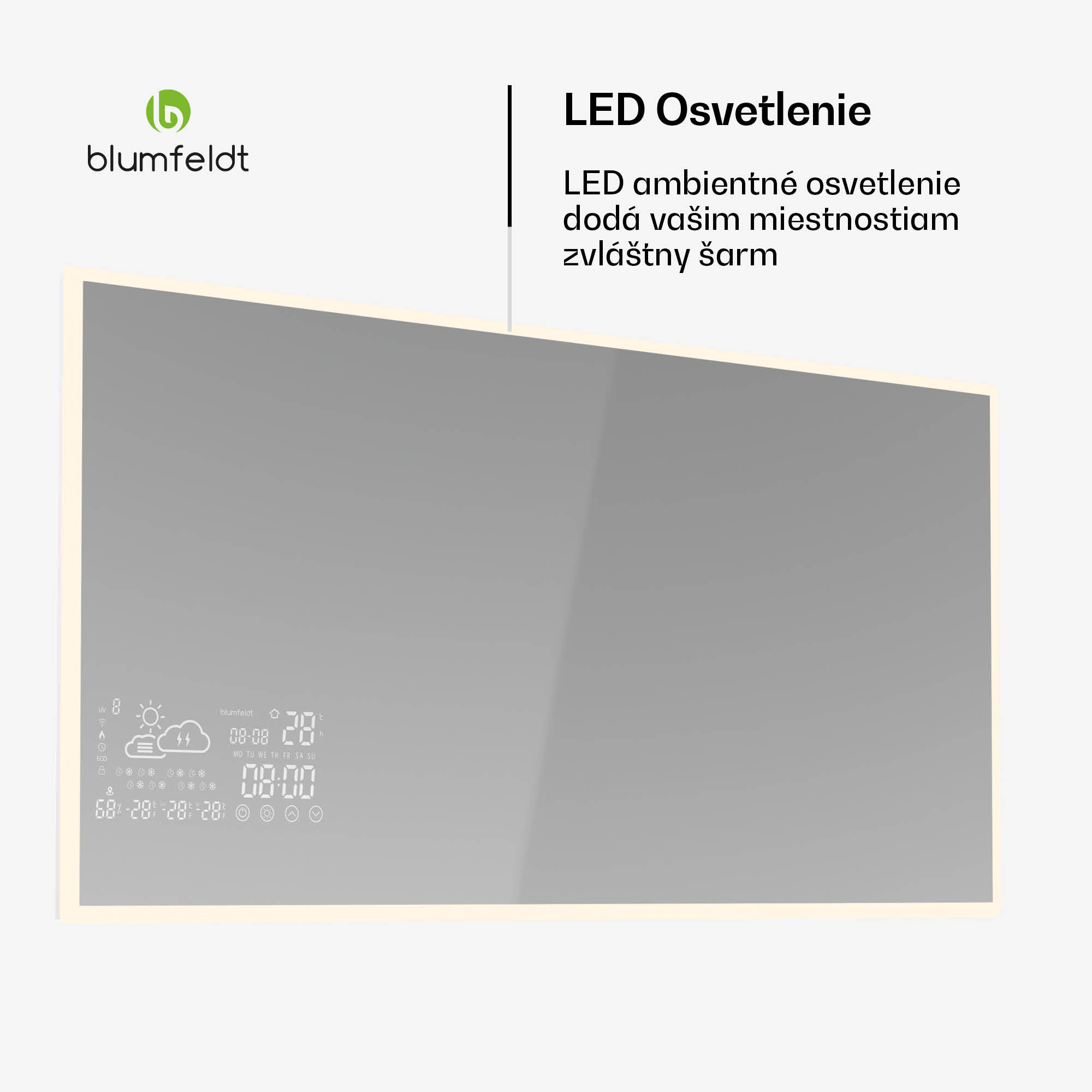 Blumfeldt Infračervený ohrievač, Smart Mirror, Infračervené žiarenie, 600 W, IP44 – Obrázok 3