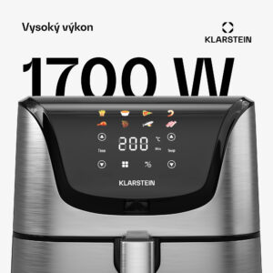 Klarstein AeroVital Deluxe teplovzdušná fritéza, 1700 W, 8 programov, vrátane príslušenstva, 200°C, Časovač