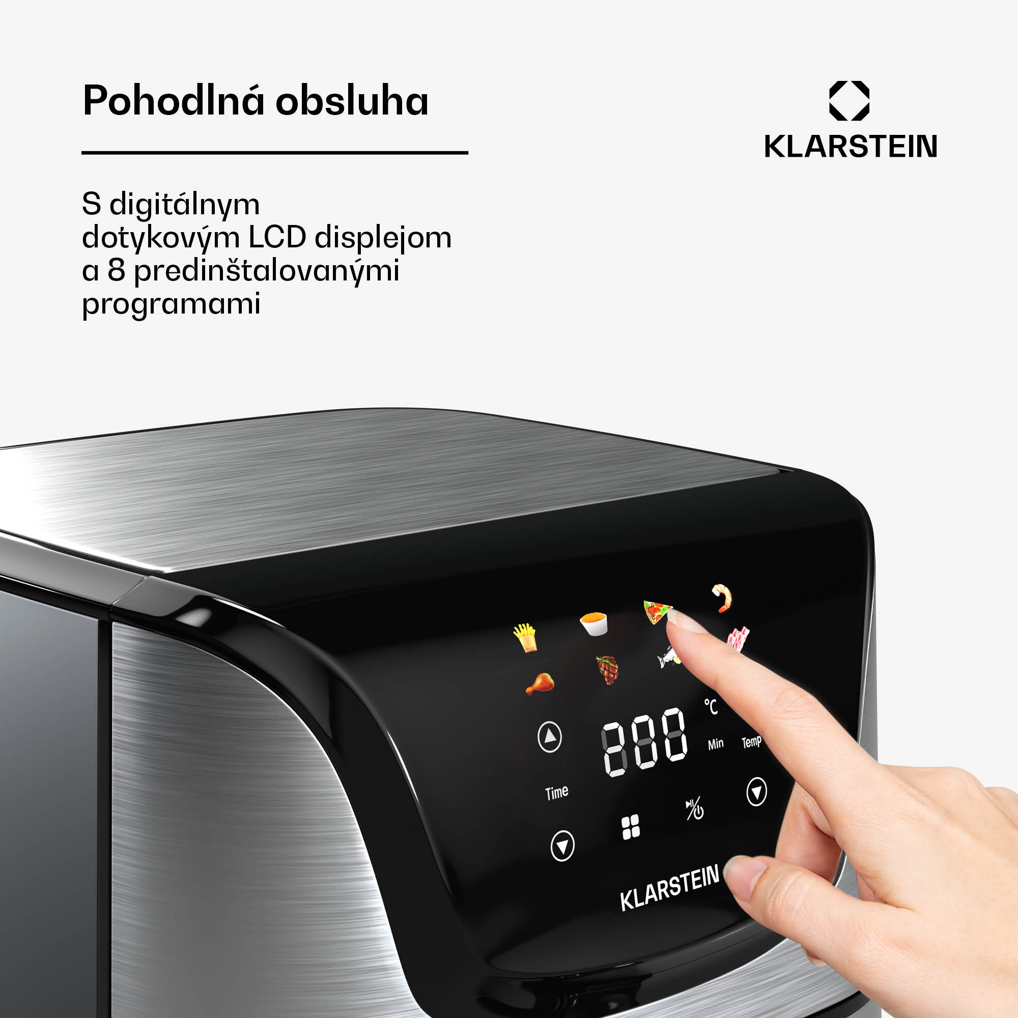 Klarstein AeroVital Deluxe teplovzdušná fritéza, 1700 W, 8 programov, vrátane príslušenstva, 200°C, Časovač – Obrázok 3