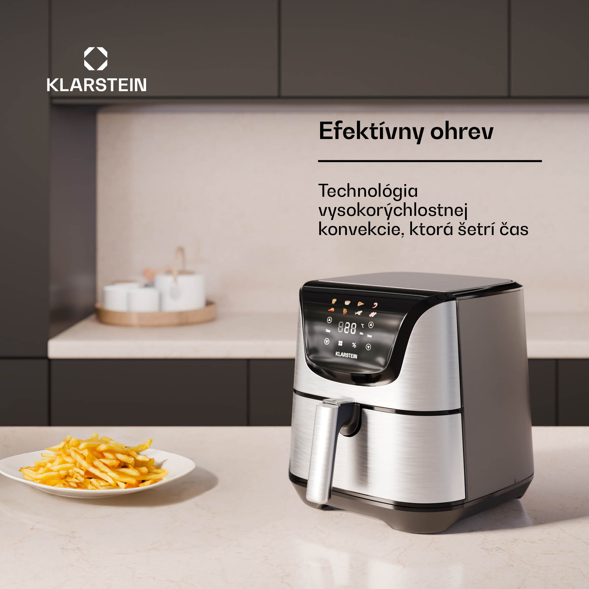 Klarstein AeroVital Deluxe teplovzdušná fritéza, 1700 W, 8 programov, vrátane príslušenstva, 200°C, Časovač – Obrázok 4