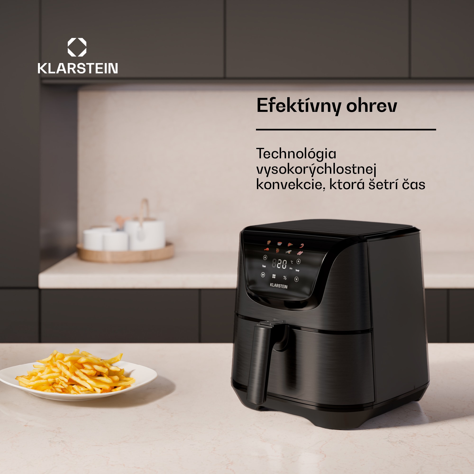 Klarstein AeroVital Deluxe teplovzdušná fritéza, 1700 W, 8 programov, vrátane príslušenstva, 200°C, Časovač – Obrázok 4