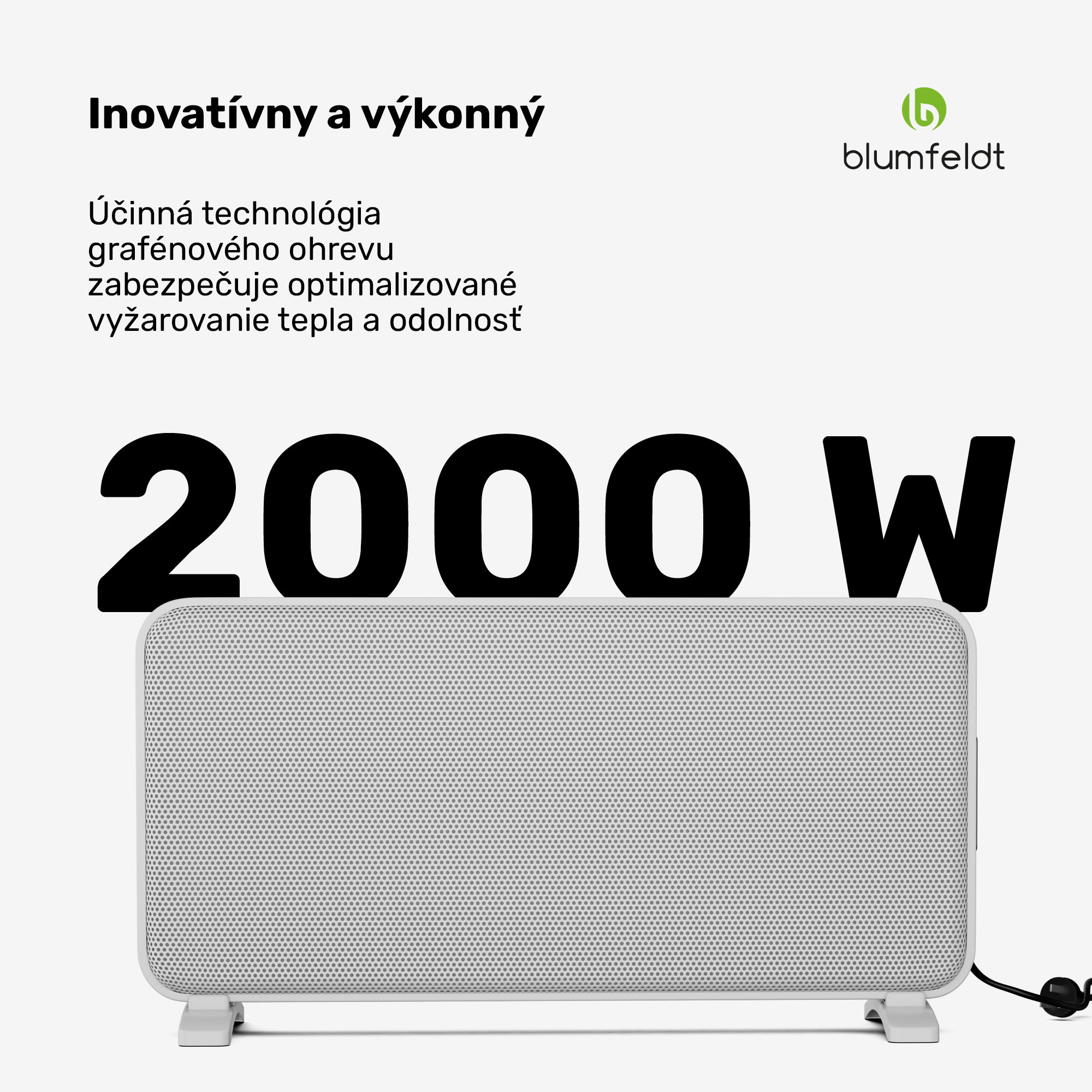 Blumfeldt SwiftWave infračervený ohrievač, 2000 W, do 20 m², dotykové ovládanie aplikáciou, grafén