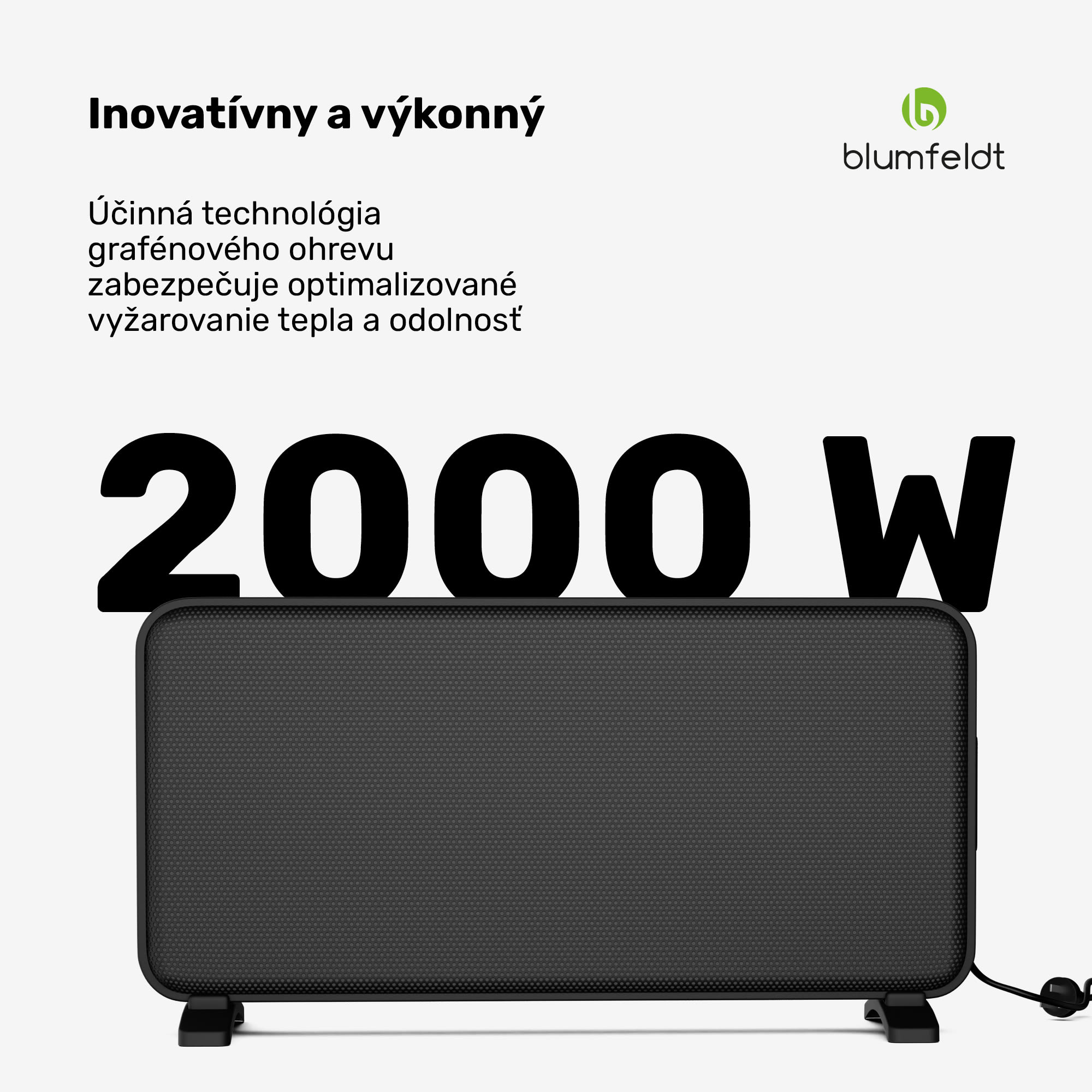 Blumfeldt SwiftWave infračervený ohrievač, 2000 W, do 20 m², dotykové ovládanie aplikáciou, grafén