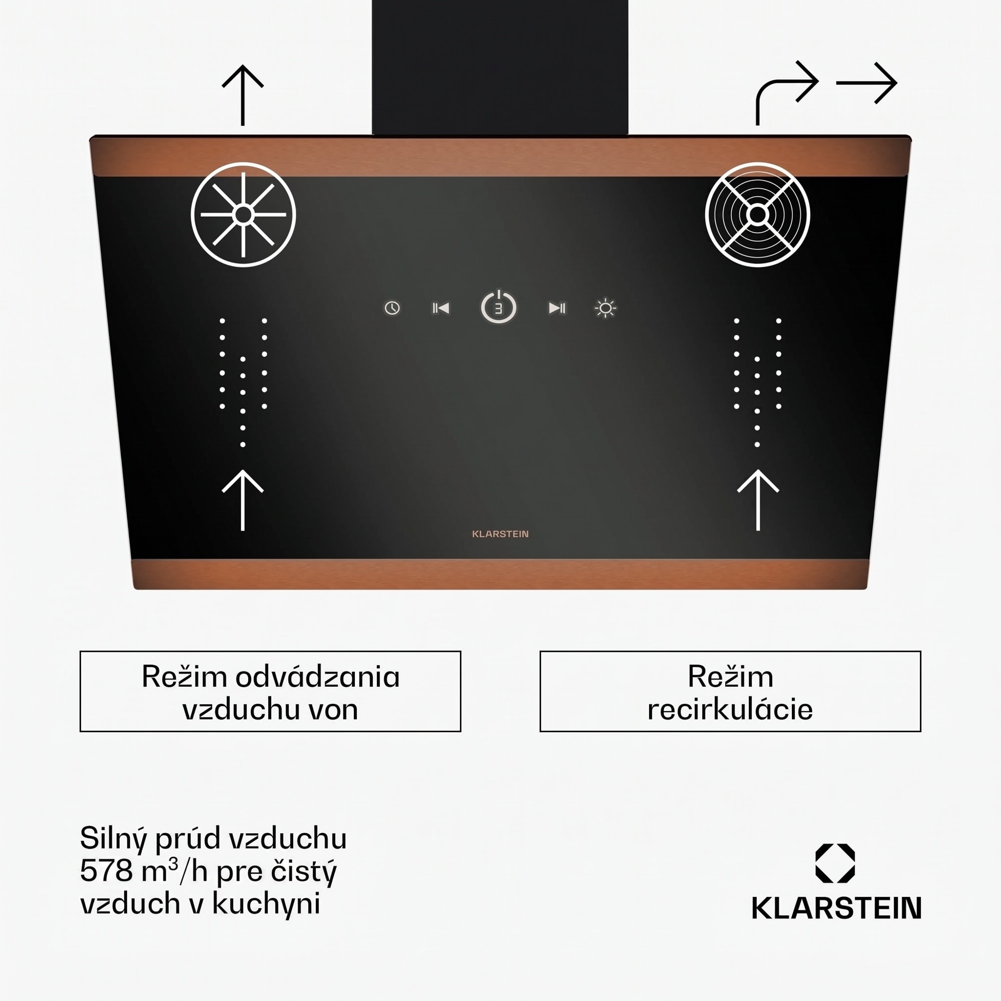 Klarstein FlashLine 60 digestor, A++, 578 m³/h, 3 úrovne, dotykový, tichý, LED, odsávanie/recirkulácia, 100 W