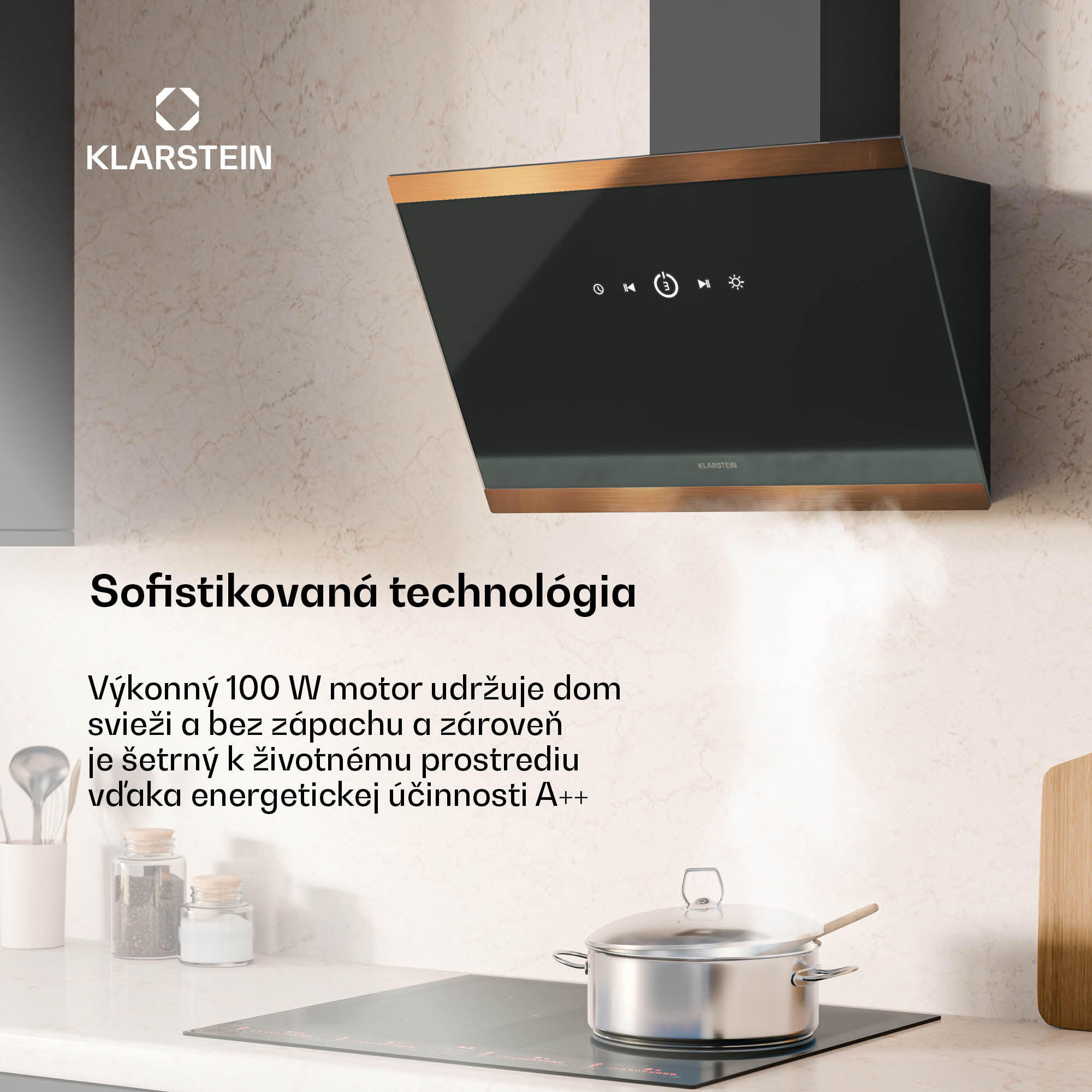 Klarstein FlashLine 60 digestor, A++, 578 m³/h, 3 úrovne, dotykový, tichý, LED, odsávanie/recirkulácia, 100 W – Obrázok 2