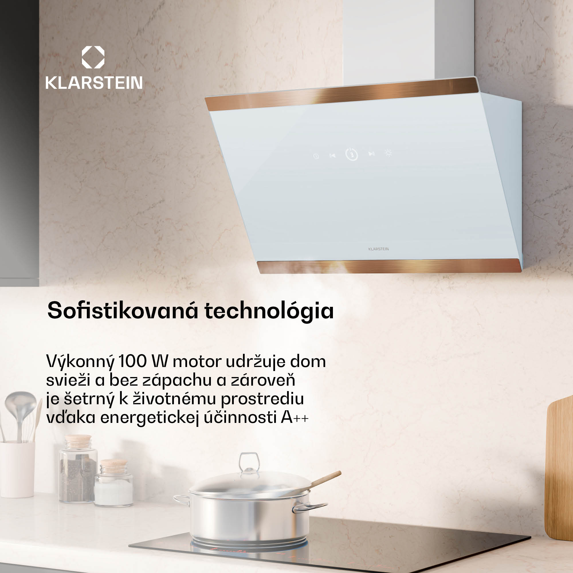 Klarstein FlashLine 60 digestor, A++, 578 m³/h, 3 úrovne, dotykový, tichý, LED, odsávanie/recirkulácia, 100 W – Obrázok 2
