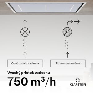 Klarstein LuxeAir digestor, 90 cm, WLAN + Bluetooth, LED, 562 m³/h, odsávanie/recirkulácia, EEC: A