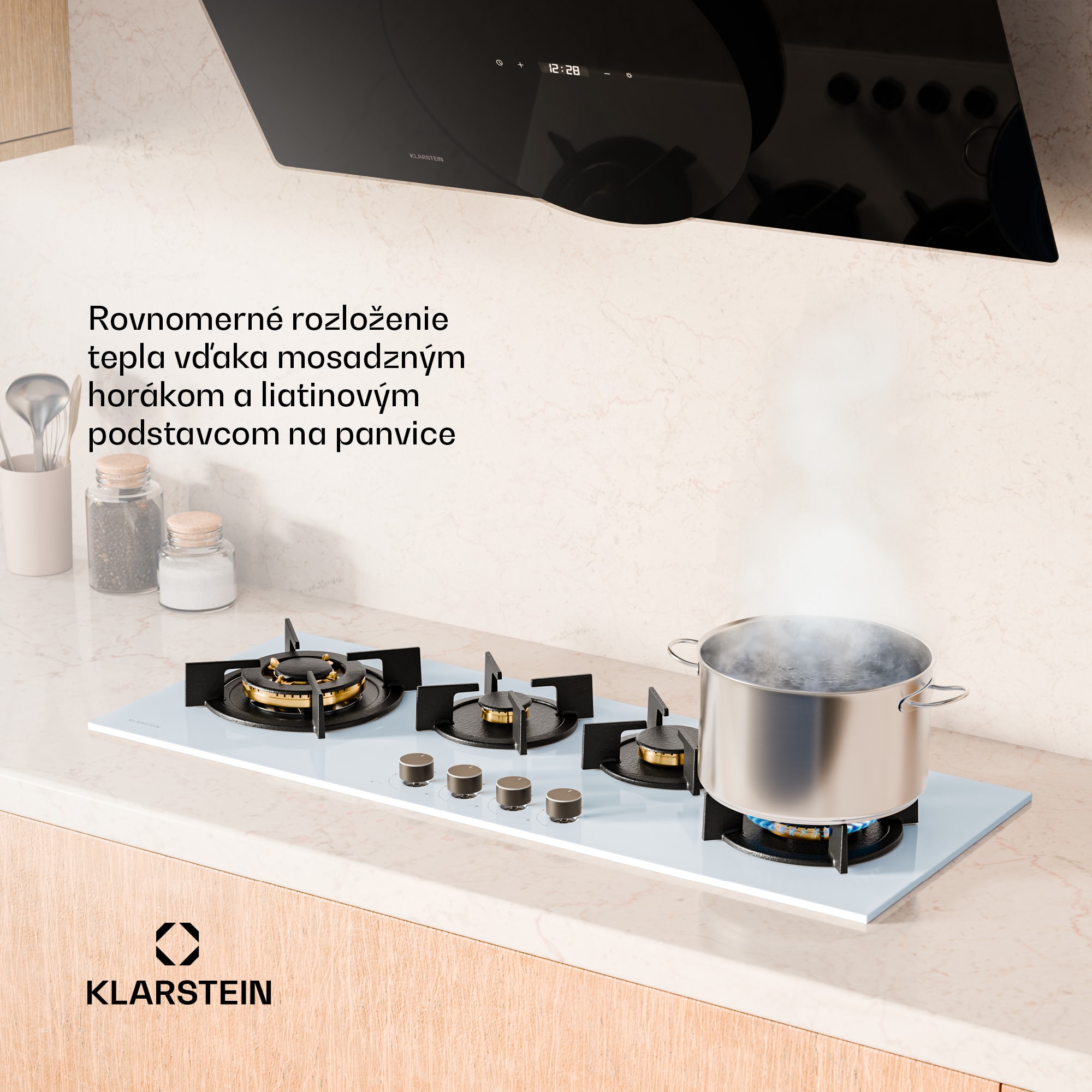 Klarstein Goldflame 4 Slim plynová varná doska, 4 horáky, na kvapalný alebo zemný plyn, elektrické zapaľovanie – Obrázok 3