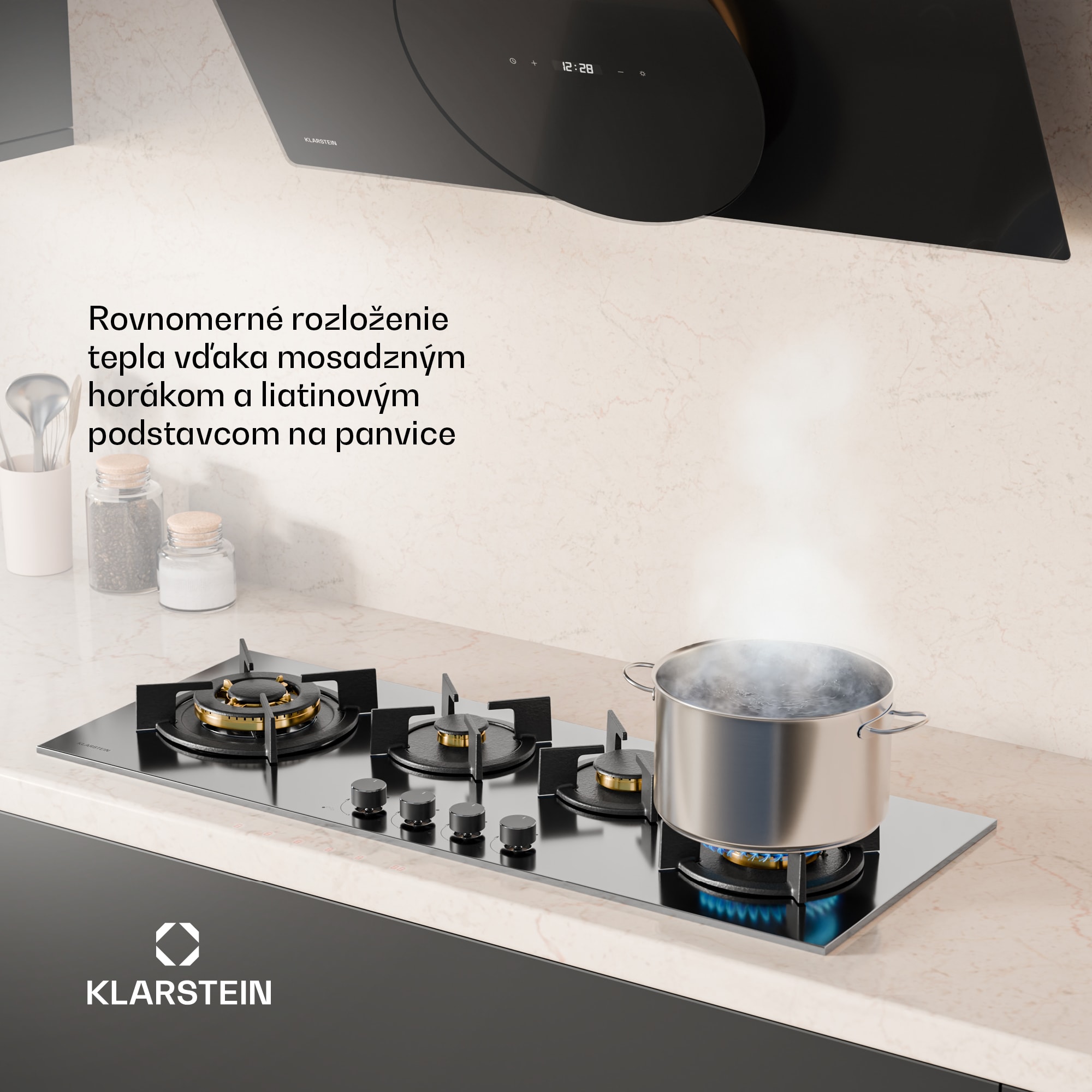 Klarstein Goldflame 4 Slim plynová varná doska, 4 horáky, na kvapalný alebo zemný plyn, elektrické zapaľovanie – Obrázok 3