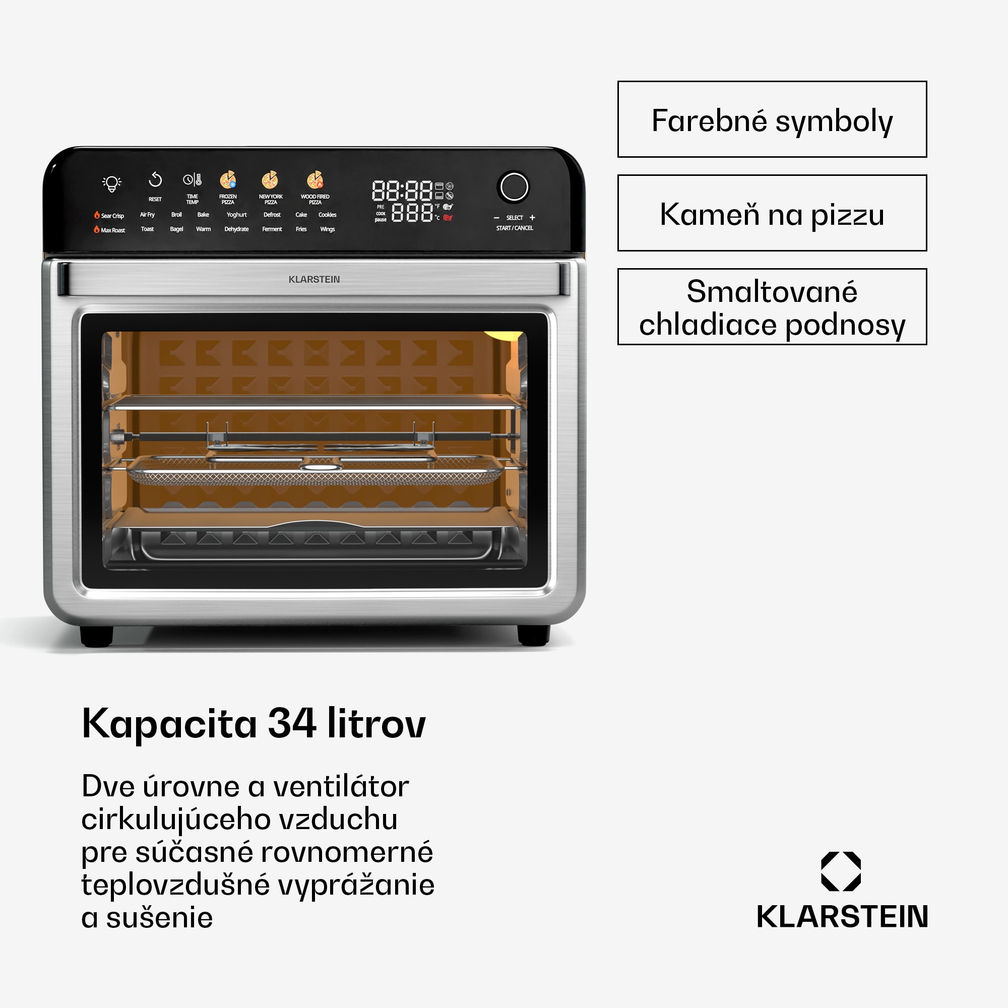 Klarstein AirGlaze Digital teplovzdušná fritéza, 2000 W, 16 programov, vrátane príslušenstva, ktoré možno umývať v umývačke riadu