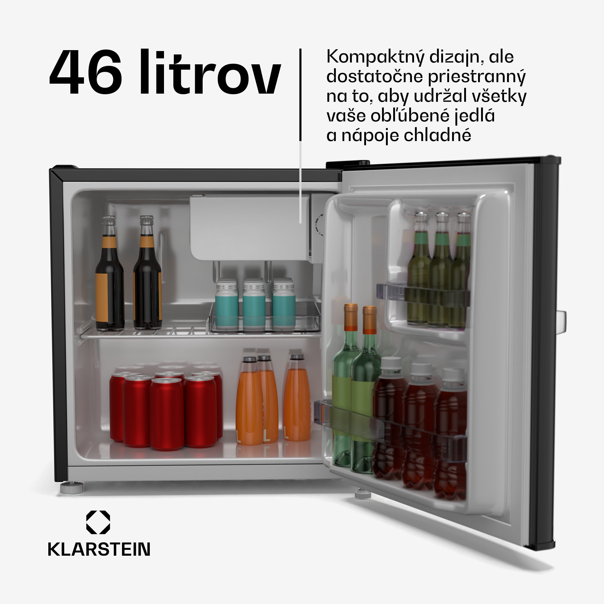 Klarstein Irene Mini chladnička, Retro, 46 l, 37 dB tichý chod, EEK D, 0-10 °C