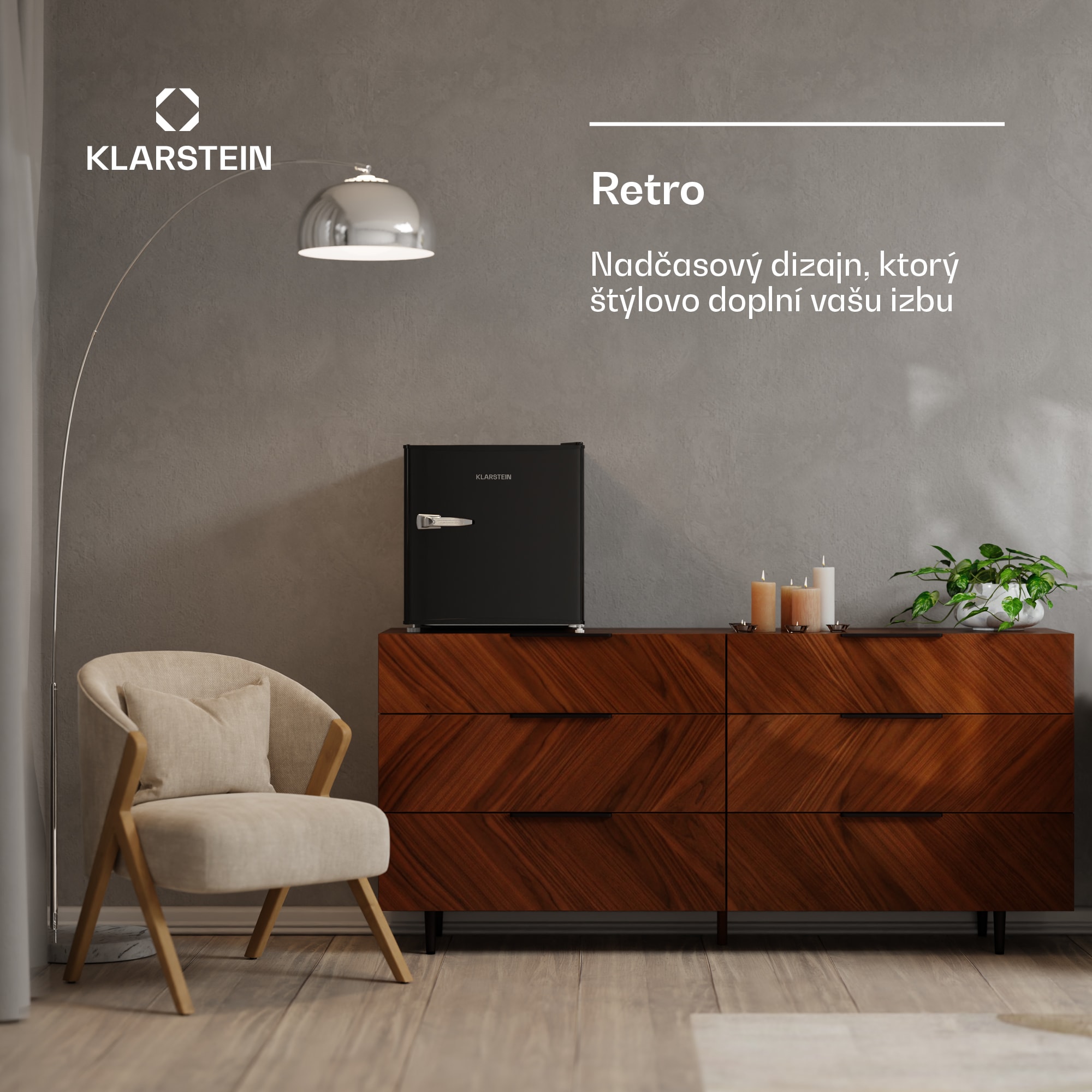 Klarstein Irene Mini chladnička, Retro, 46 l, 37 dB tichý chod, EEK D, 0-10 °C – Obrázok 2