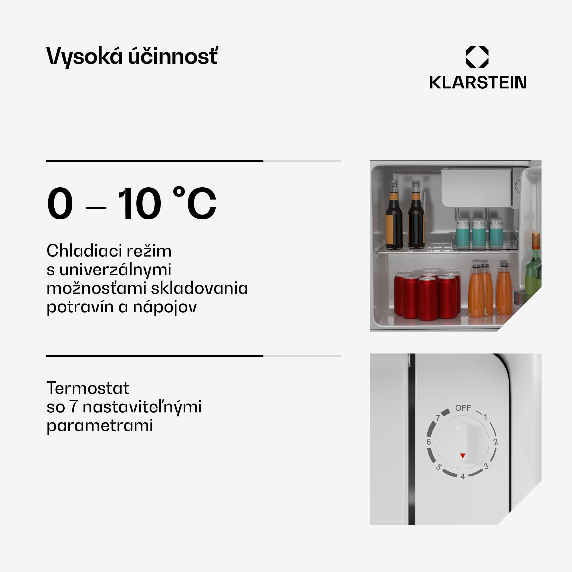 Klarstein Irene Mini chladnička, Retro, 46 l, 37 dB tichý chod, EEK D, 0-10 °C – Obrázok 3