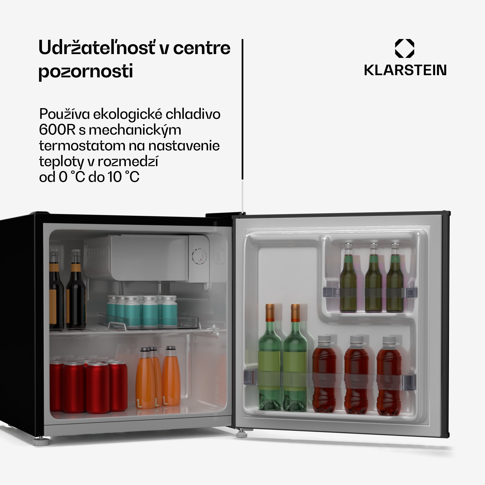Klarstein Irene Mini chladnička, Retro, 46 l, 37 dB tichý chod, EEK D, 0-10 °C – Obrázok 4