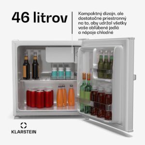 Klarstein Irene Mini chladnička, Retro, 46L, hlučnosť 37 dB, EEK D, 0-10 °C