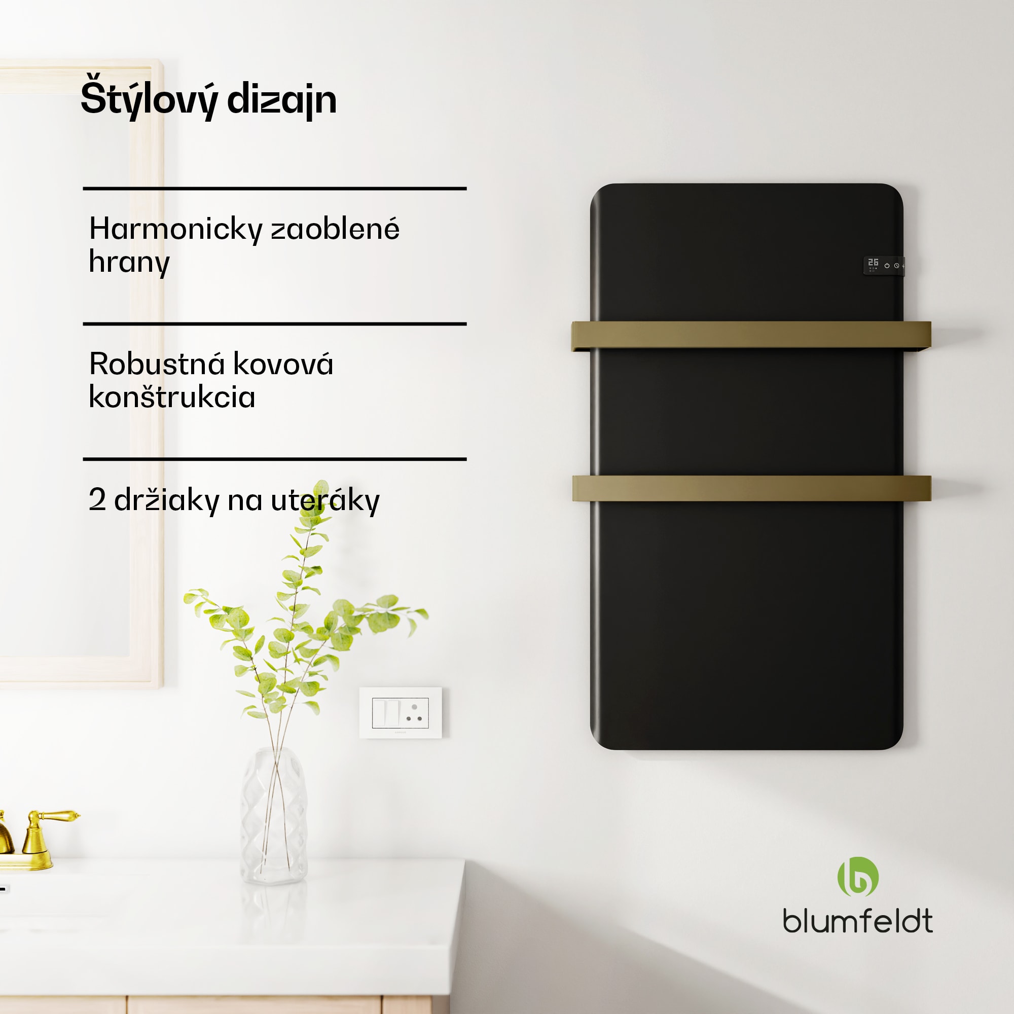 Blumfeldt Inteligentný infračervený ohrievač, ohrievač uterákov, výkon 500 W, IP24 – Obrázok 3