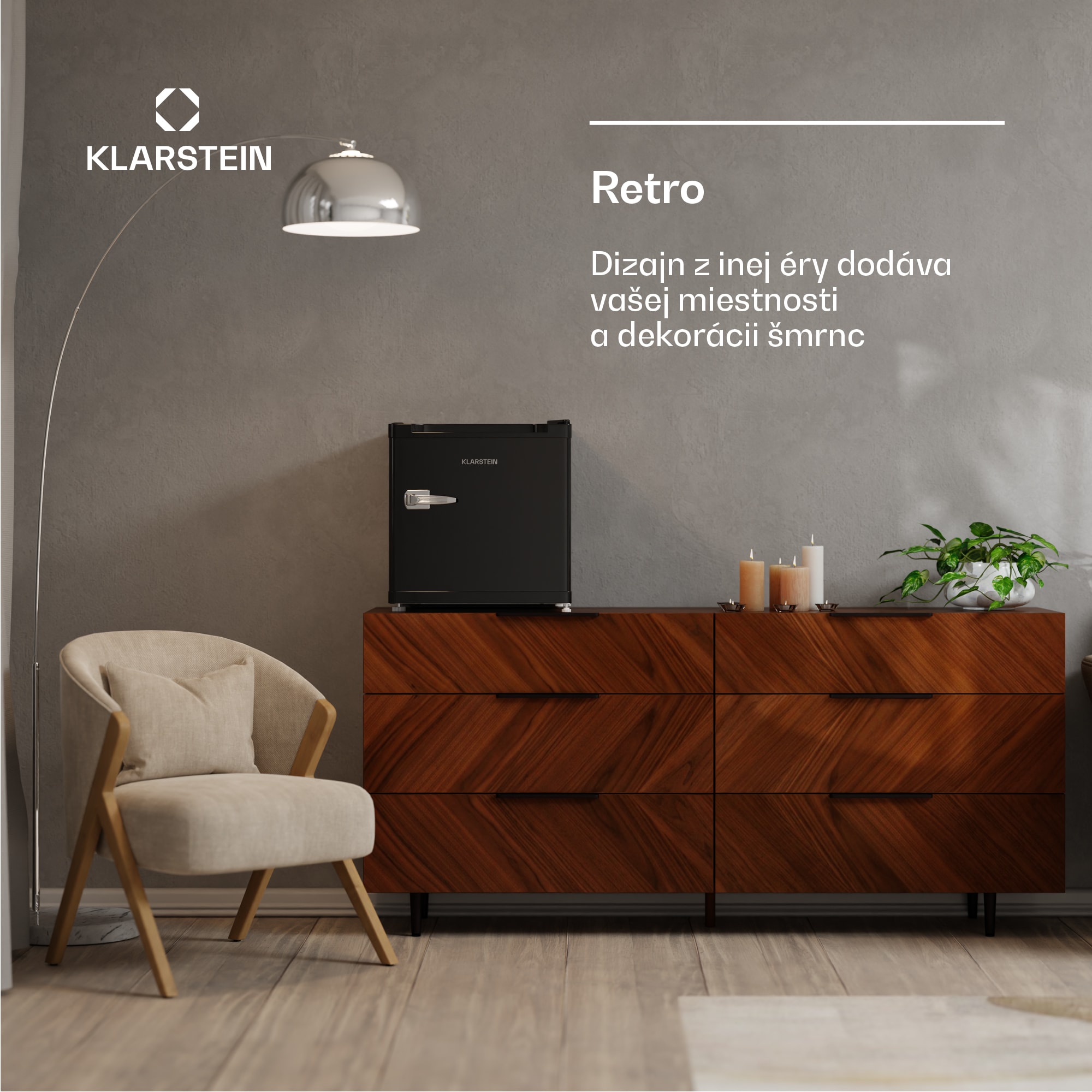 Klarstein Irene Retro chladnička a mraznička, 31 litrov, mraznička a chladnička v jednom, úsporná – Obrázok 2