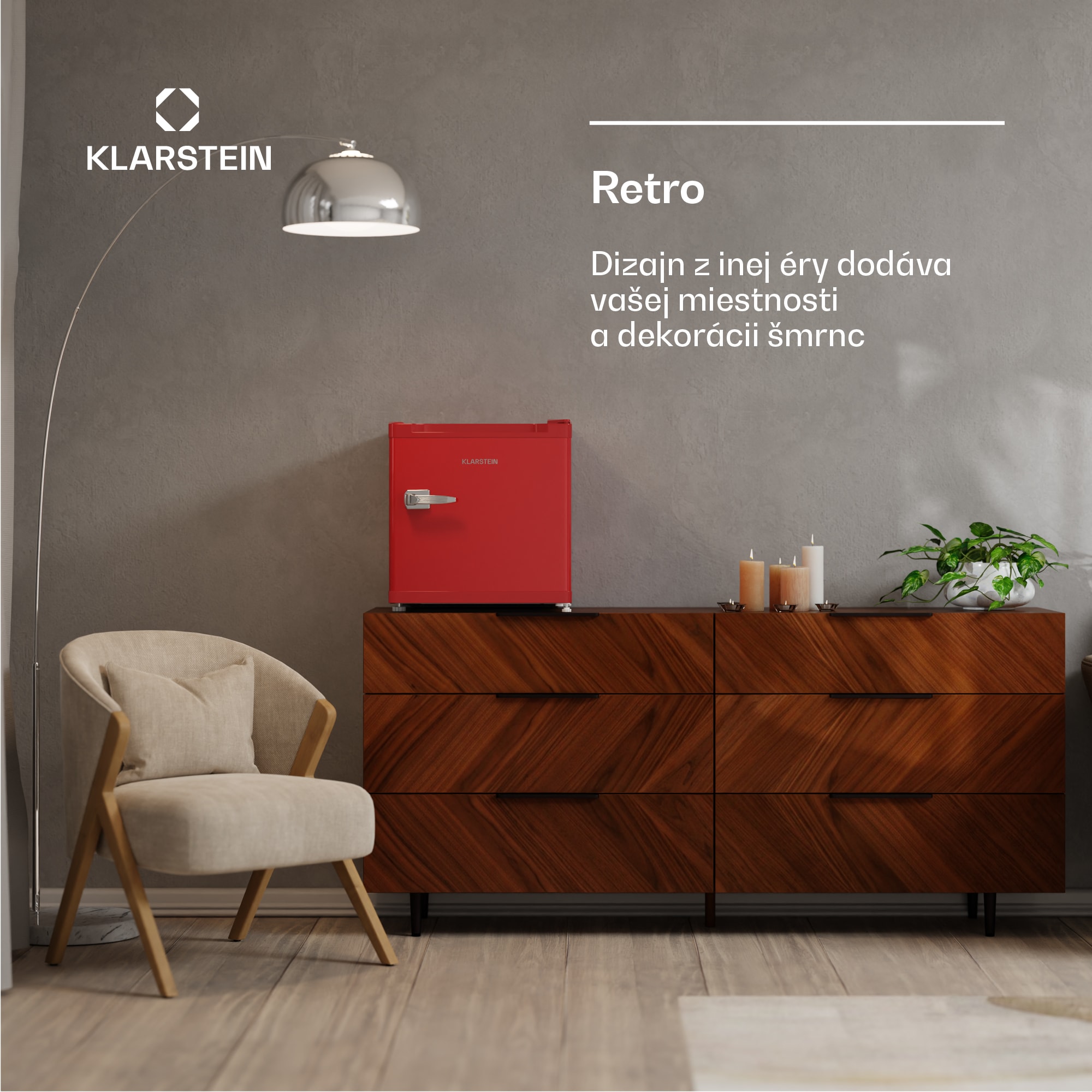Klarstein Irene Retro chladnička a mraznička, 31 litrov, mraznička a chladnička v jednom, úsporná – Obrázok 2