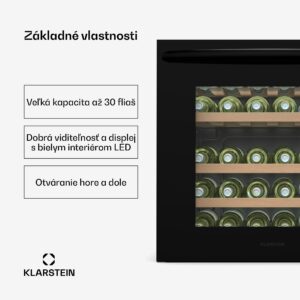Klarstein Vinoline 30 Built-In Uno chladnička na víno, 30 fliaš, integrovateľná, LED, tichá