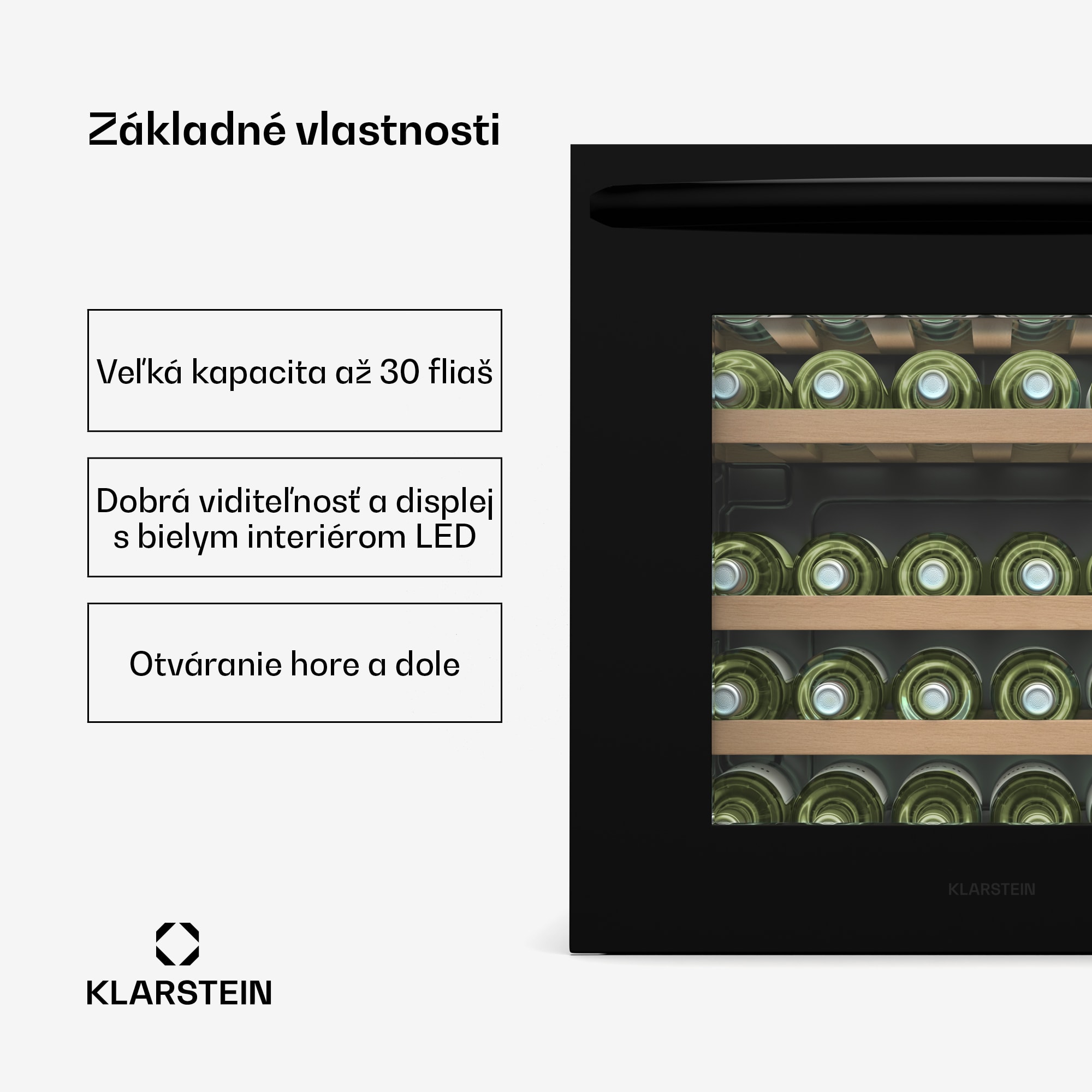 Klarstein Vinoline 30 Built-In Uno chladnička na víno, 30 fliaš, integrovateľná, LED, tichá