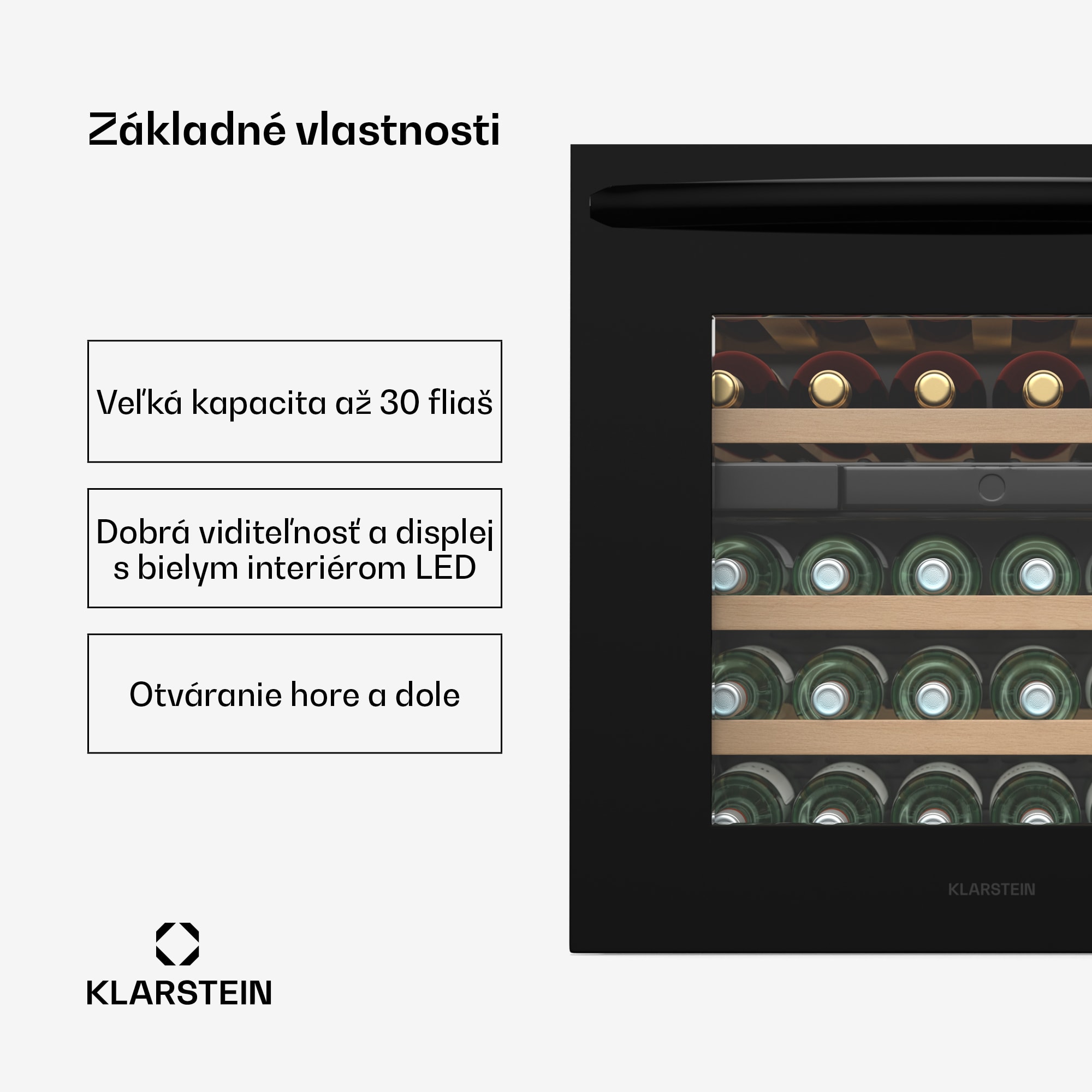 Klarstein Vinoline 30 Built-In Duo chladnička na víno, 30 fliaš, integrovateľná, LED, tichá
