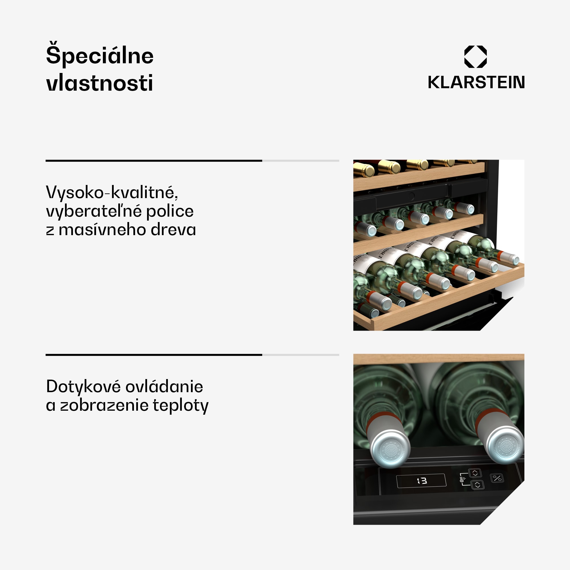 Klarstein Vinoline 30 Built-In Duo chladnička na víno, 30 fliaš, integrovateľná, LED, tichá – Obrázok 4