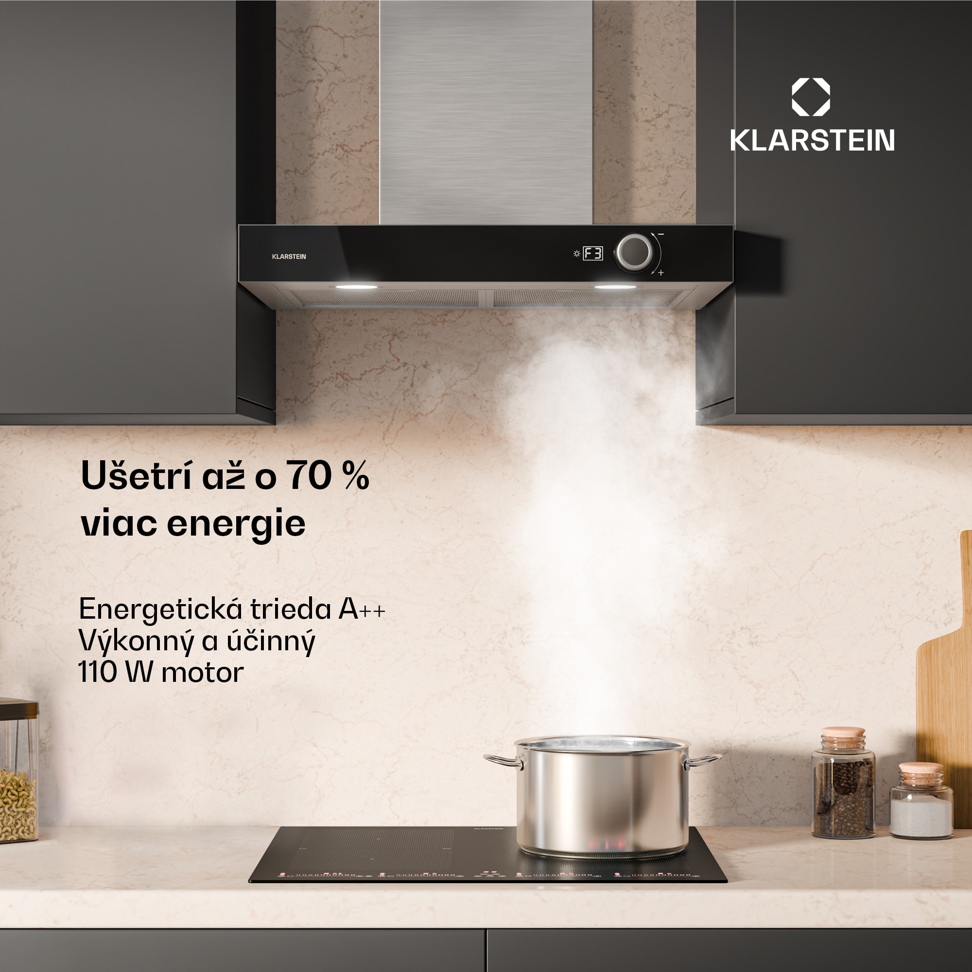 Klarstein AirNova digestor, recirkulácia a odsávanie vzduchu, energetická účinnosť A++, 110 W, 620 m³/h – Obrázok 2