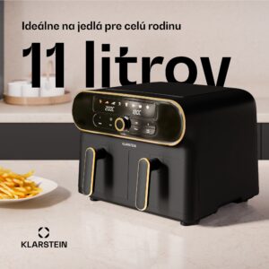Klarstein AuraAir Color Touch teplovzdušná fritéza, 2 komory, 10 l, 1700 W, 80 - 200 °C, 8 programov