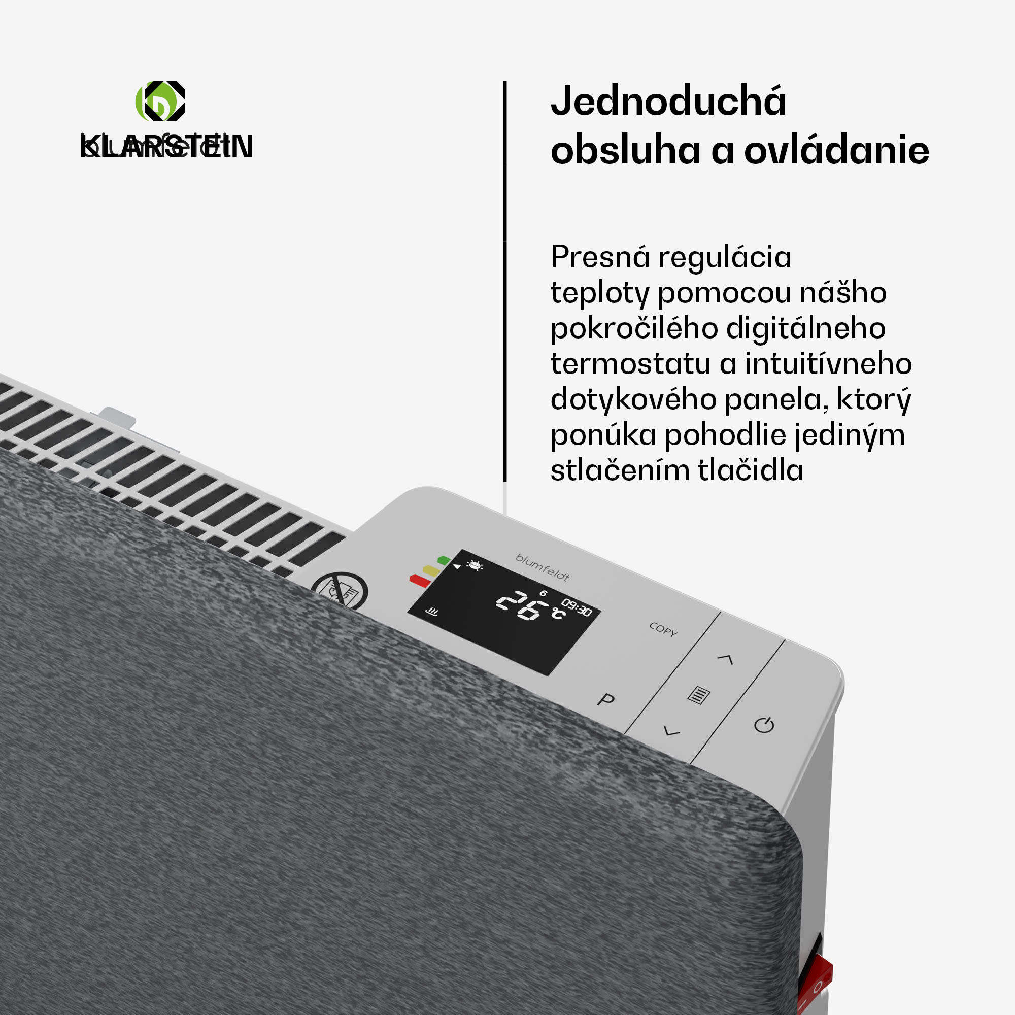 Blumfeldt ThermaTouch konvektor, 2 000 W, elegantný dizajn, dotykové ovládanie, do 20 m² – Obrázok 3