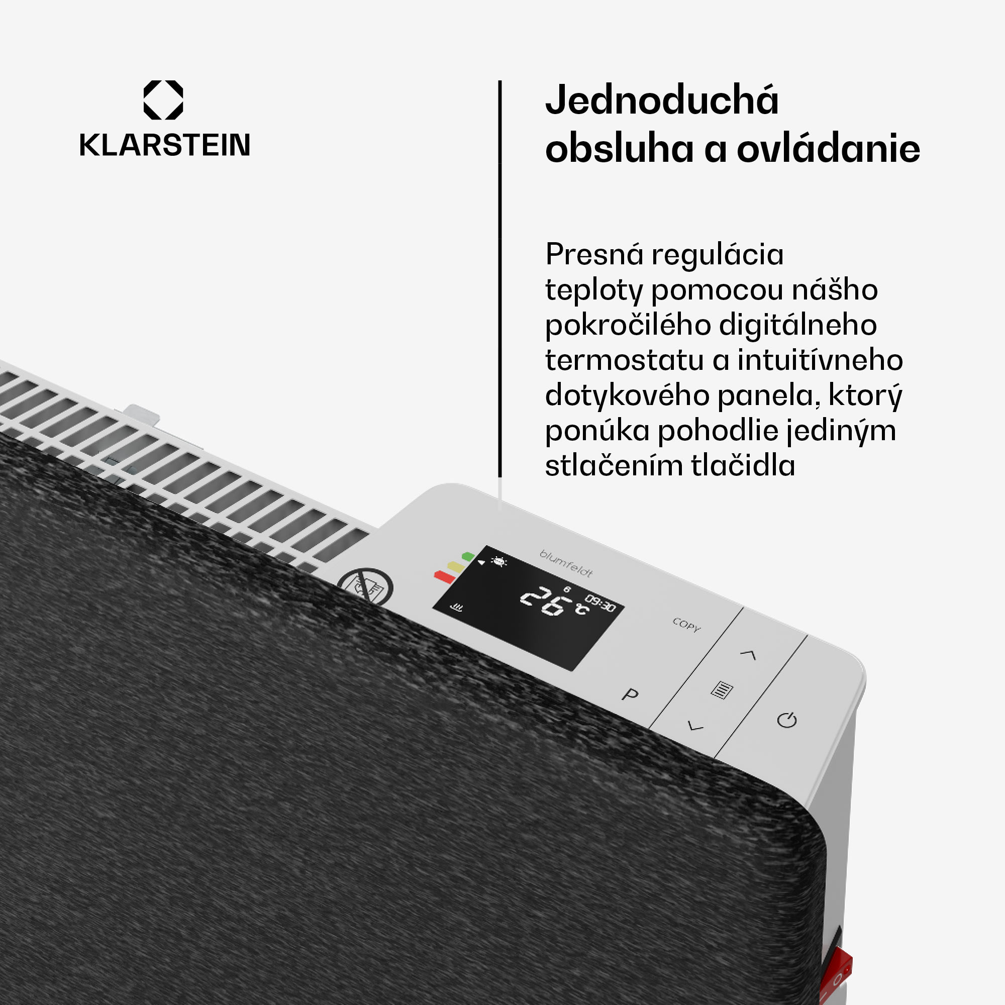 Blumfeldt ThermaTouch konvektor, 2 000 W, elegantný dizajn, dotykové ovládanie, do 20 m² – Obrázok 3