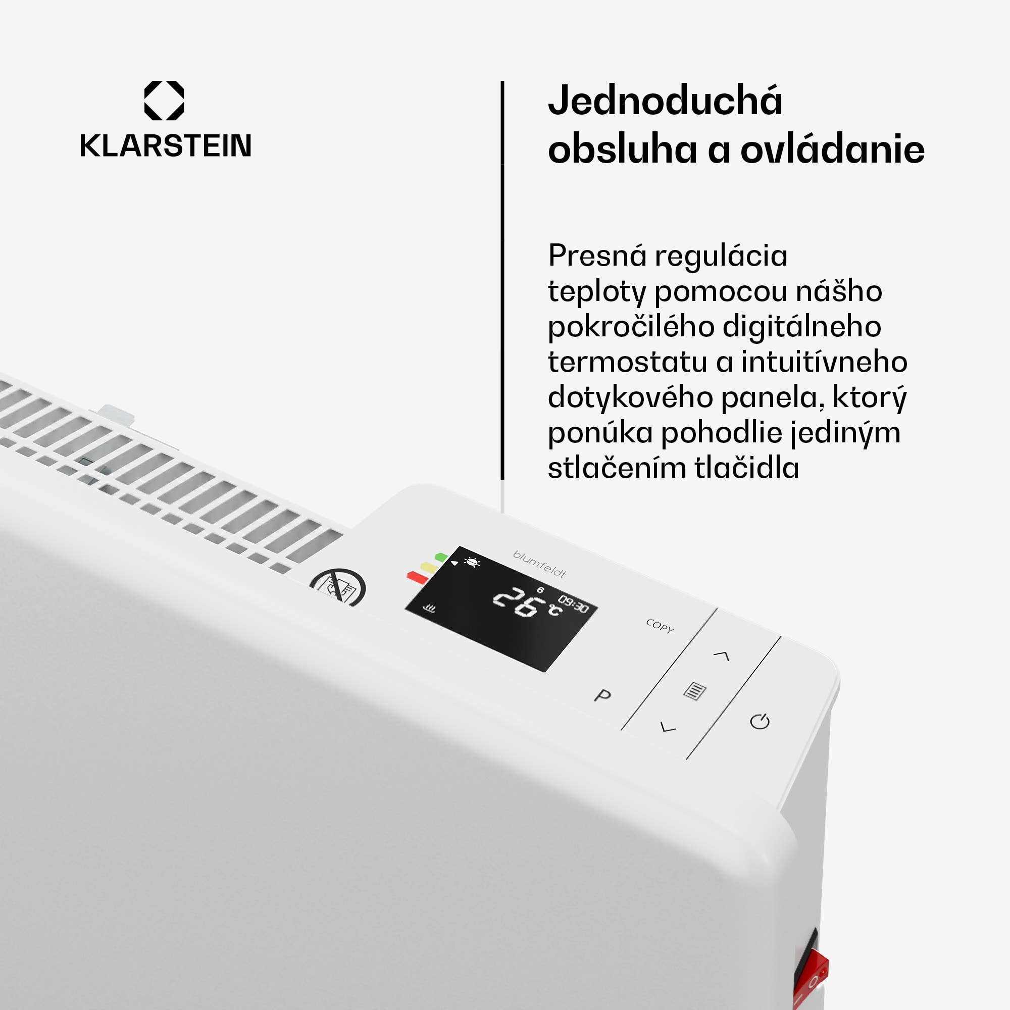 Blumfeldt ThermaTouch konvektor | 2 000 W | elegantný dizajn | dotykové ovládanie | do 20 m² – Obrázok 3