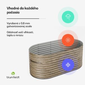 Blumfeldt High Grow vyvýšený záhon | 1 169 l | ergonomický | odolný voči poveternostným vplyvom | otvorená spodná konštrukcia | oválny