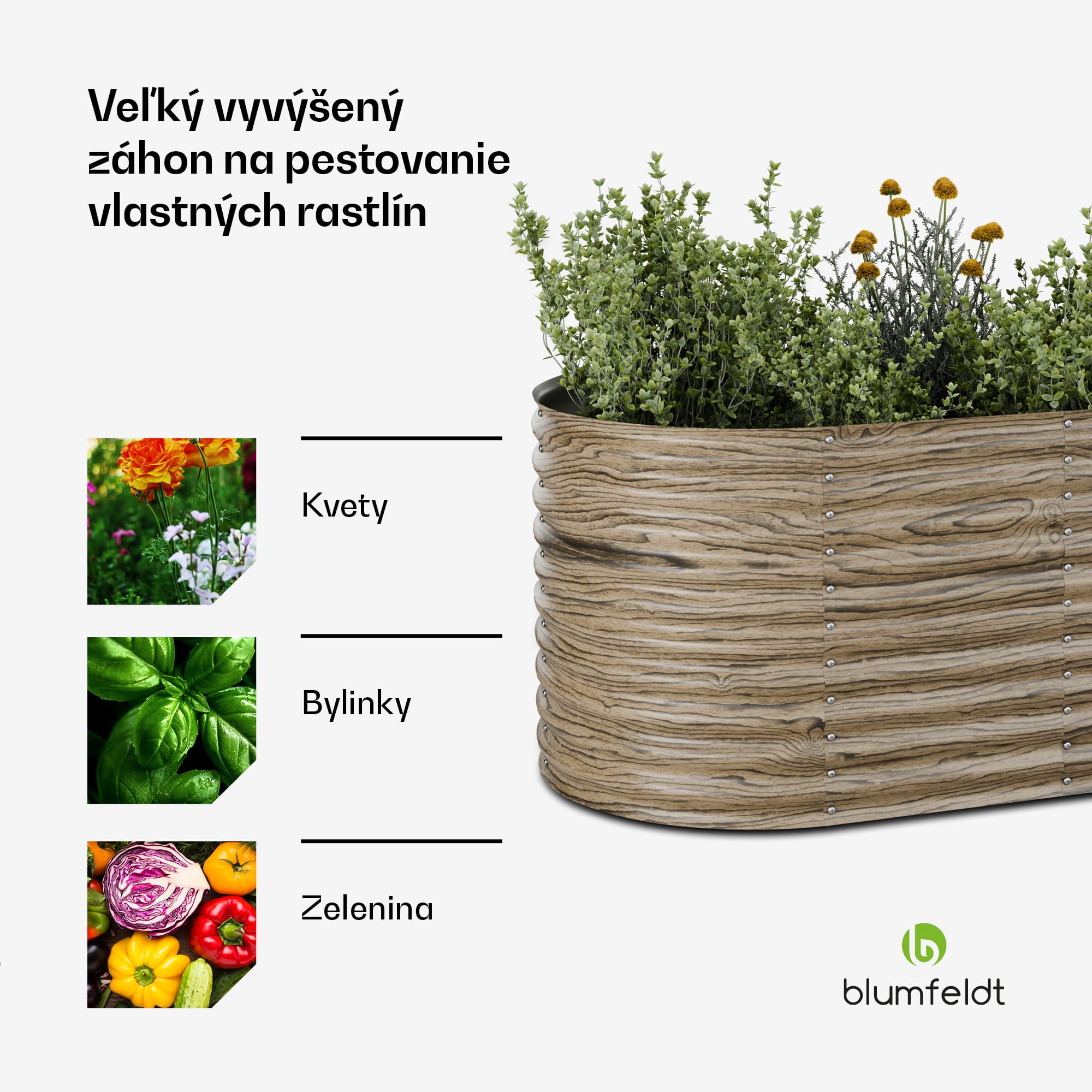 Blumfeldt High Grow vyvýšený záhon | 1 169 l | ergonomický | odolný voči poveternostným vplyvom | otvorená spodná konštrukcia | oválny – Obrázok 3
