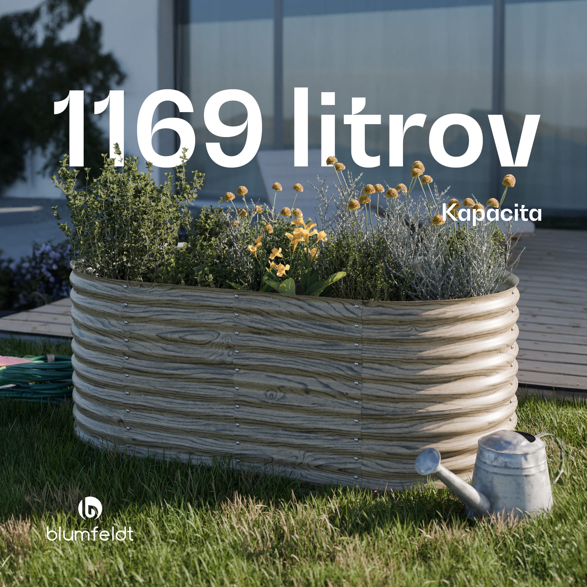 Blumfeldt High Grow vyvýšený záhon | 1 169 l | ergonomický | odolný voči poveternostným vplyvom | otvorená spodná konštrukcia | oválny – Obrázok 4
